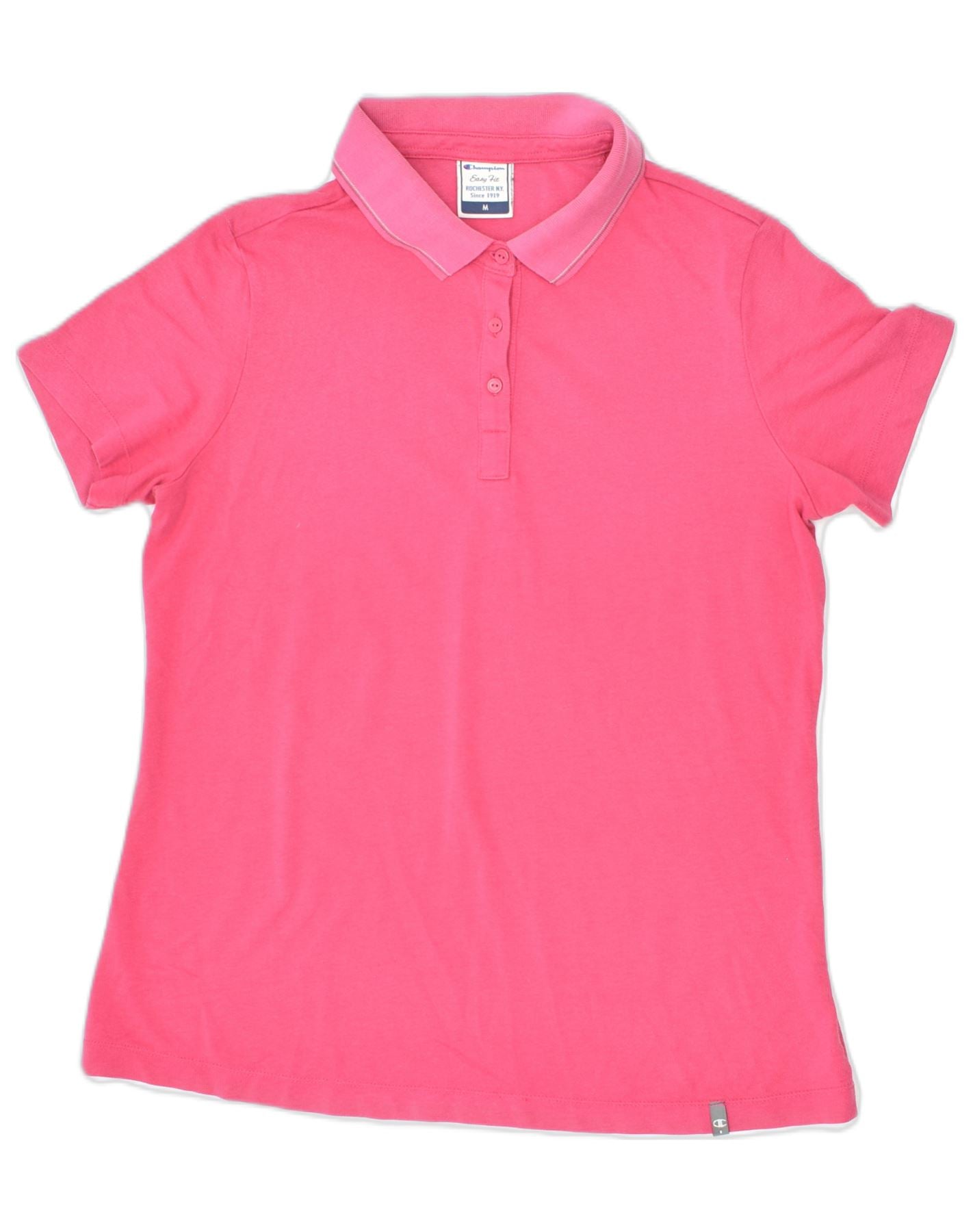 Image of CHAMPION Womens Easy Fit Polo Shirt UK 12 Medium Pink Cotton