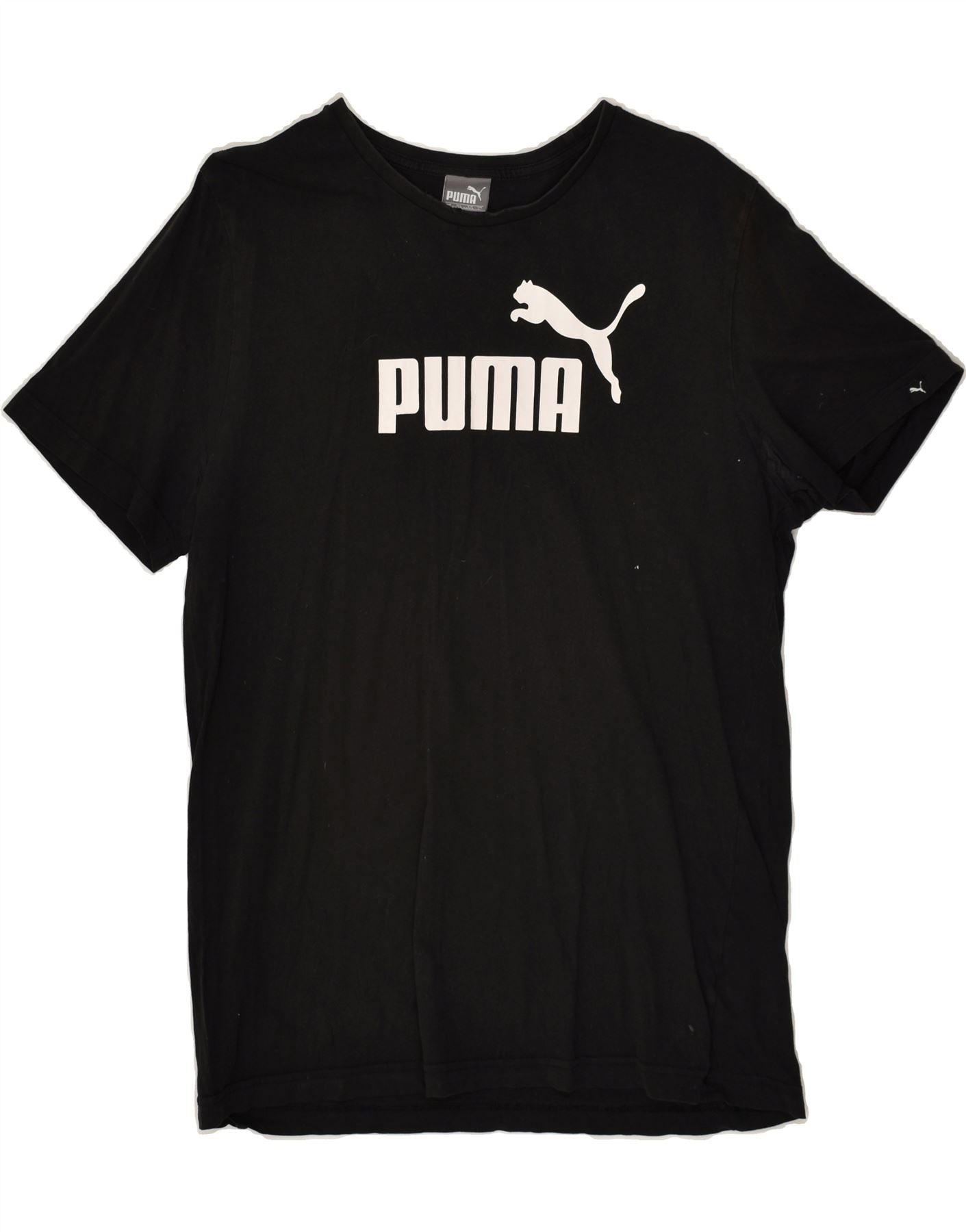 image of PUMA Mens Graphic T-Shirt Top Large Black Cotton