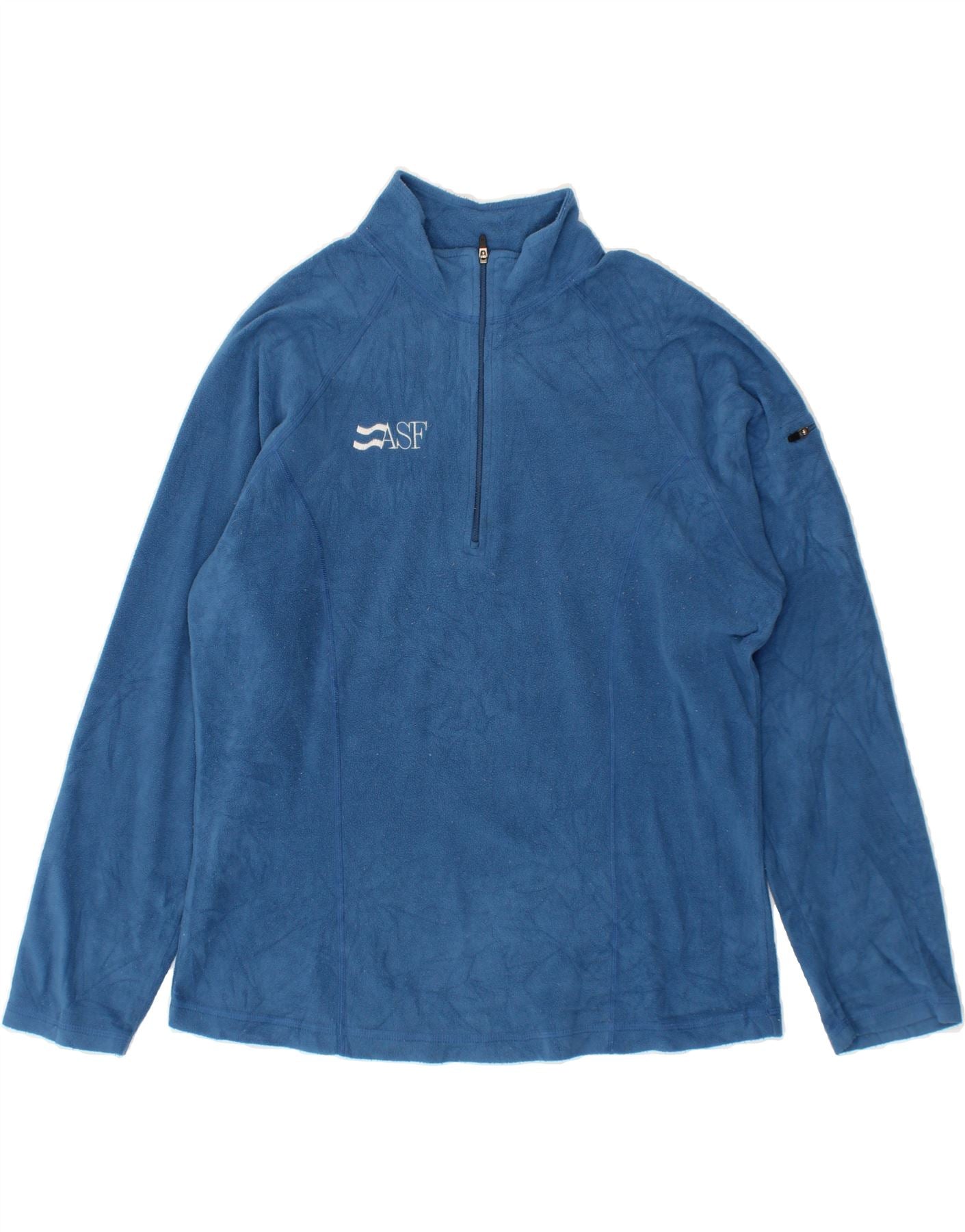 image of L.L.BEAN Womens Zip Neck Fleece Jumper UK 14 Medium Blue Polyester
