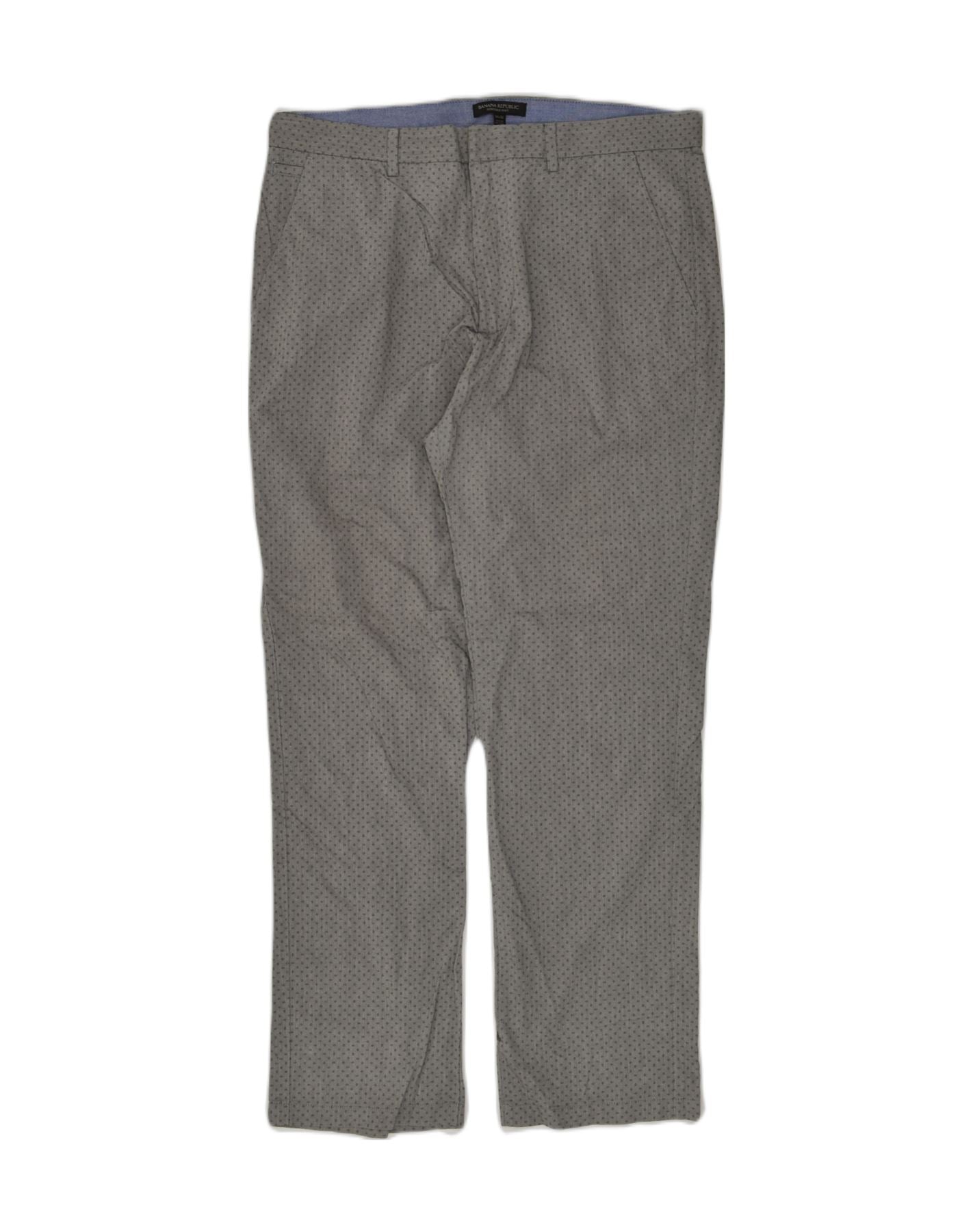 Image of BANANA REPUBLIC Mens Slim Chino Trousers W34 L32 Grey Spotted Cotton