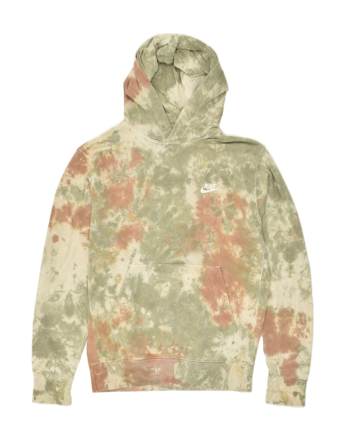 Image of NIKE Mens Hoodie Jumper XS Green Tie Dye Cotton