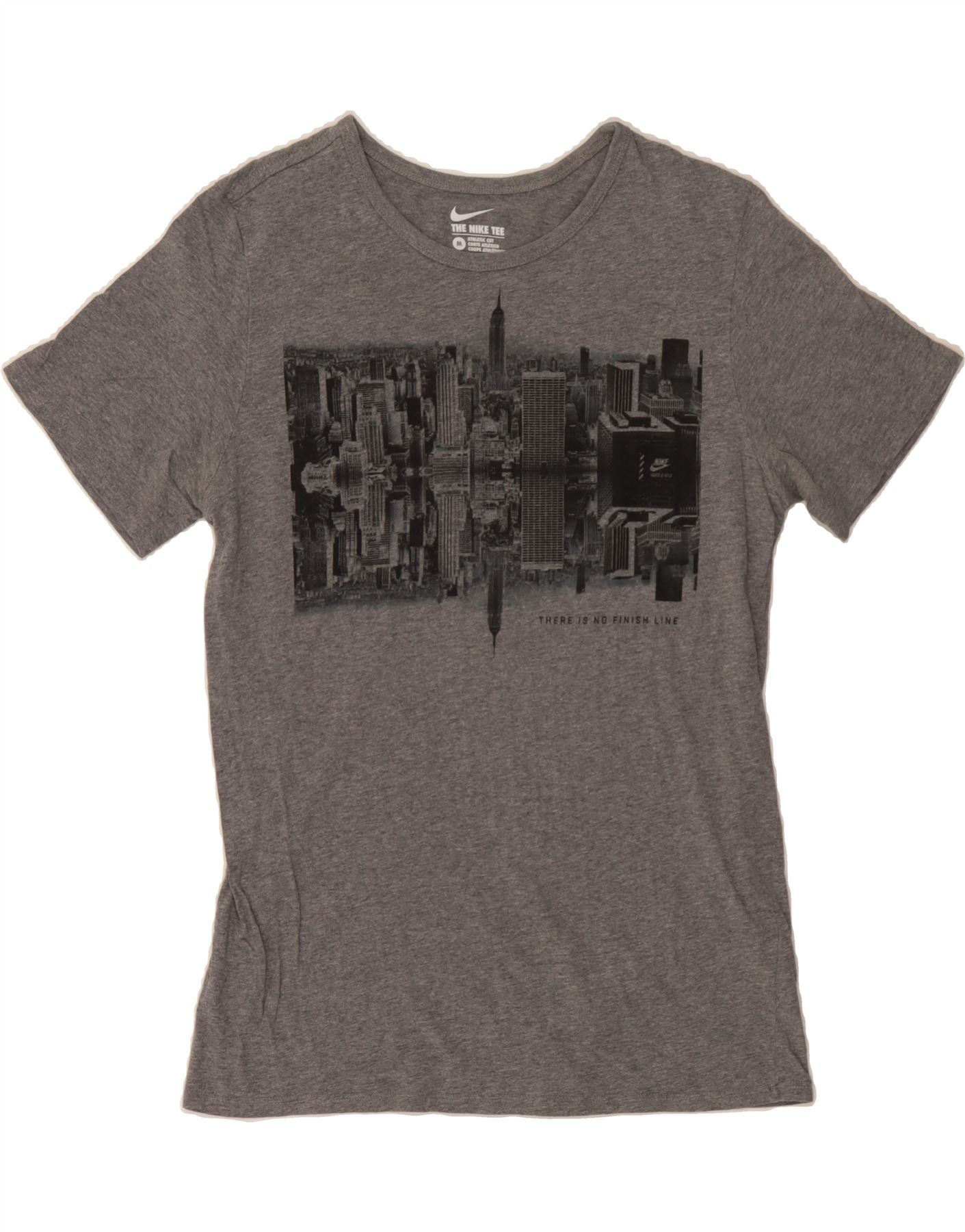 image of NIKE Mens Athletic Cut Graphic T-Shirt Top Medium Grey Cotton