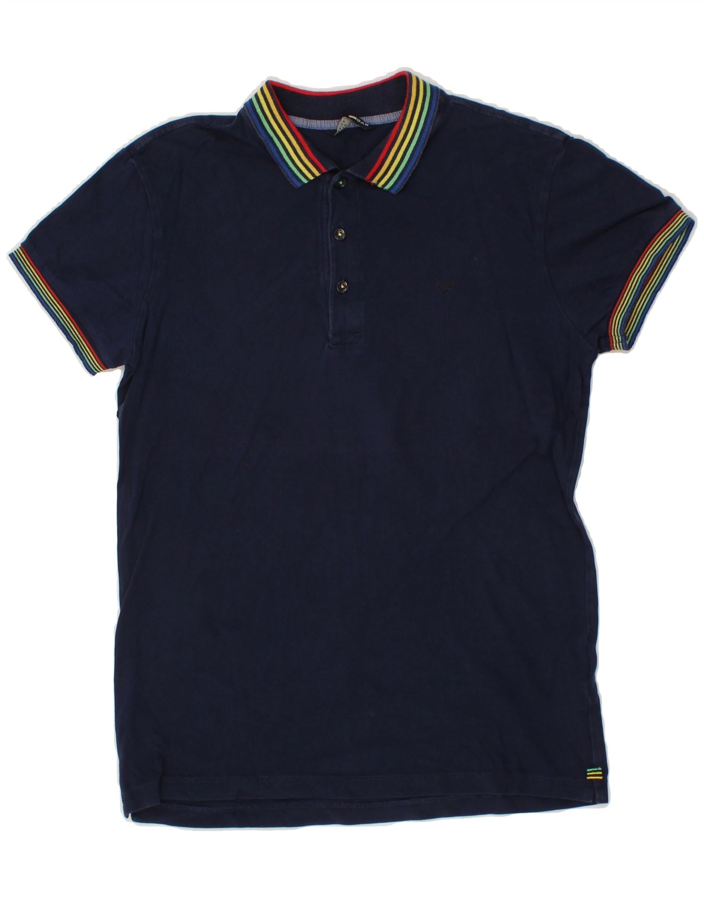 image of GAS Mens Polo Shirt Small Navy Blue Cotton