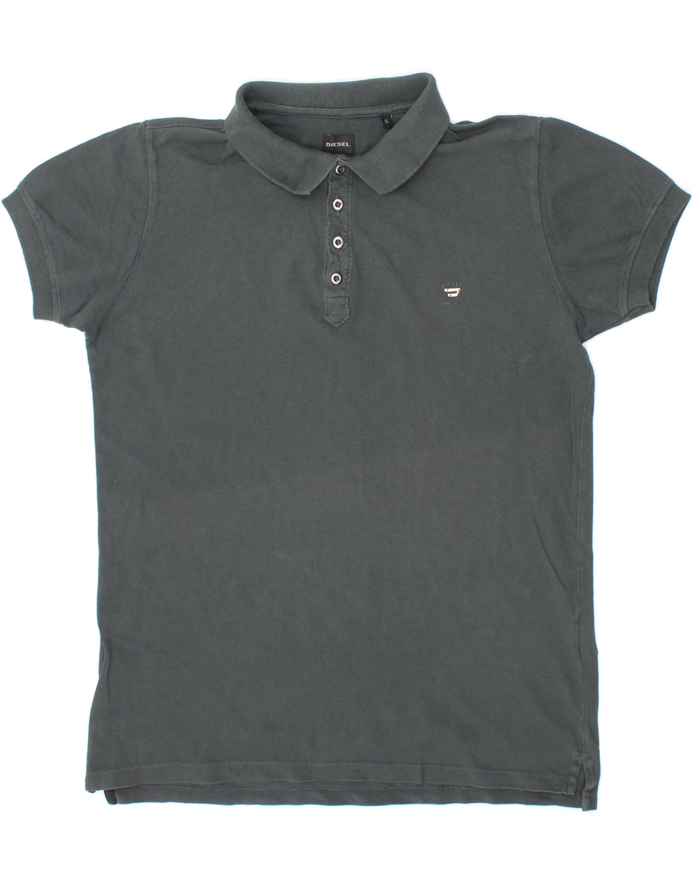 image of DIESEL Mens Polo Shirt Small Grey Cotton