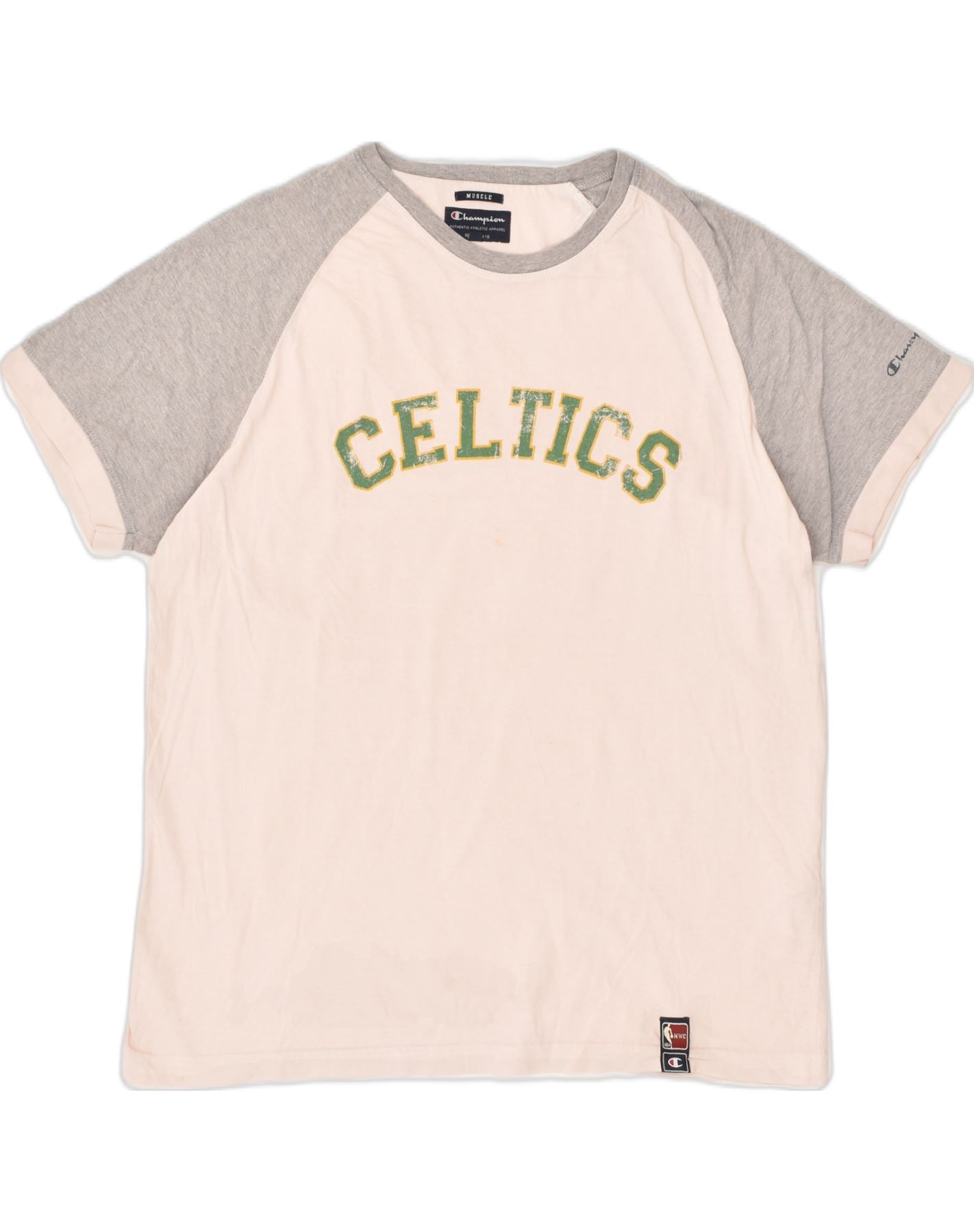 image of CHAMPION Womens Celtics Muscle Fit Graphic T-Shirt Top UK 18 XL Grey