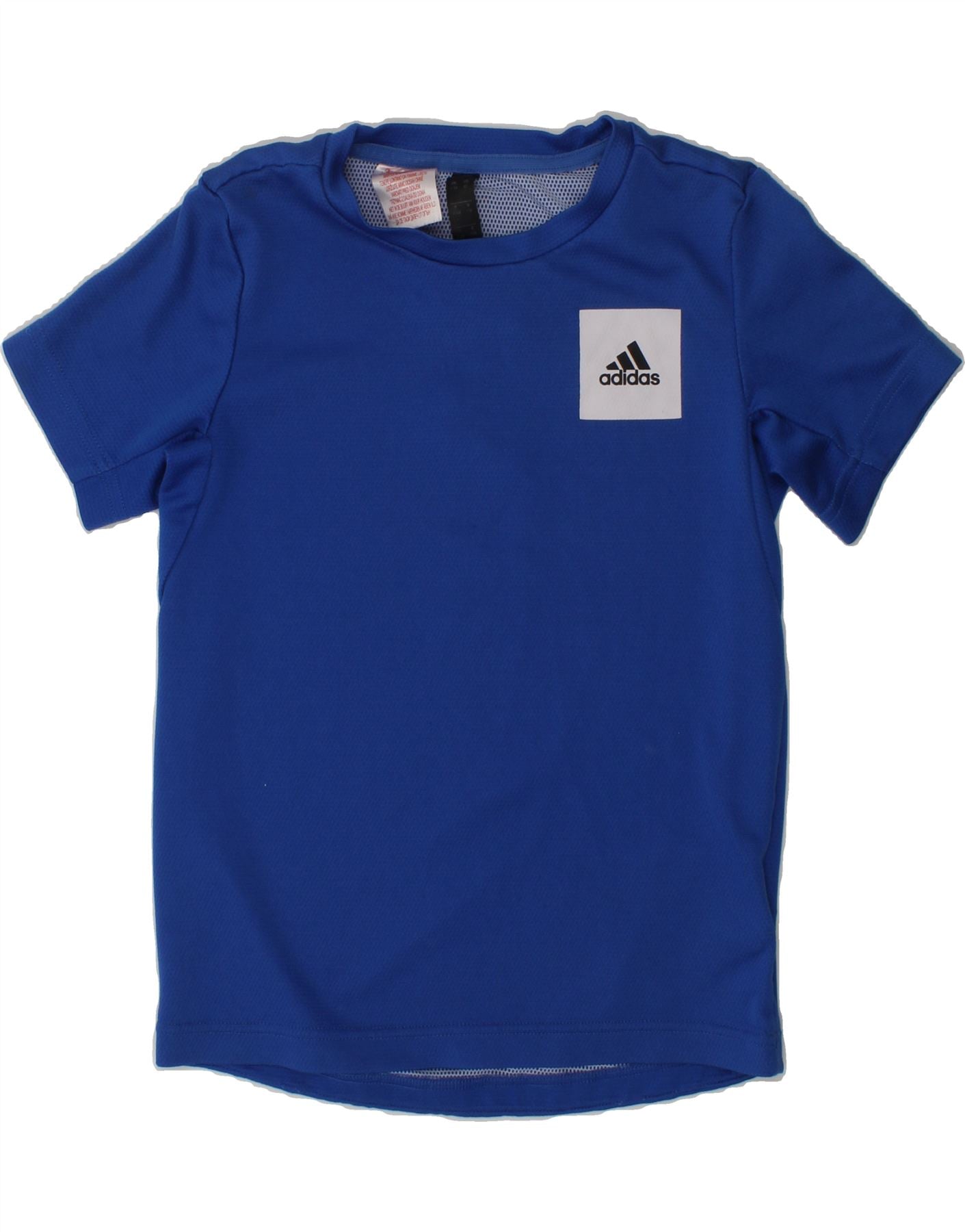 ADIDAS Boys Aeroready Graphic T-Shirt Top 7-8 Years Blue Polyester