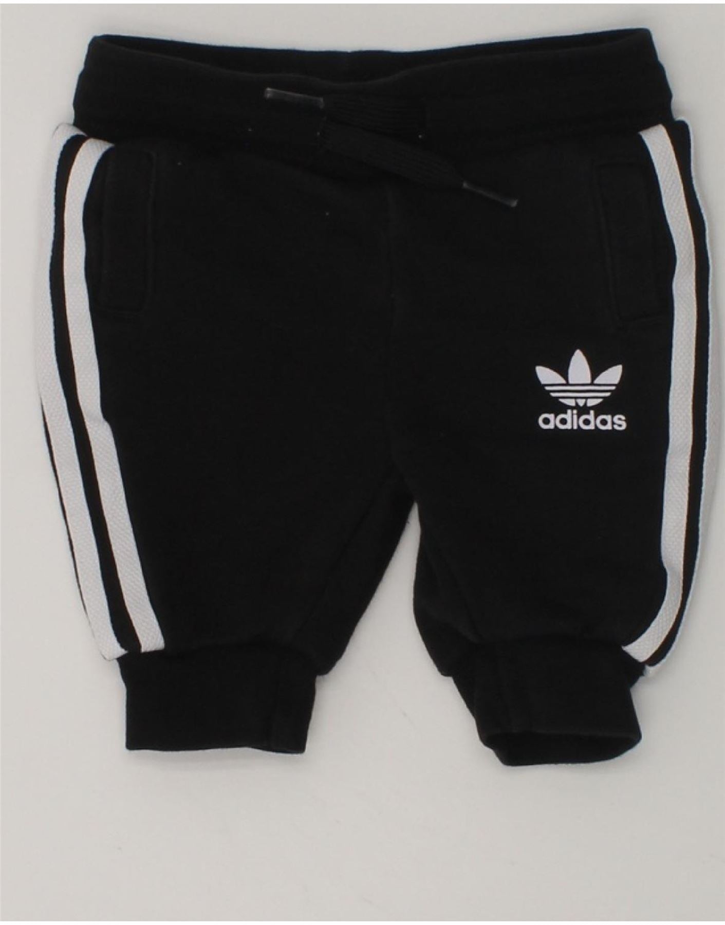 ADIDAS Baby Boys Joggers Tracksuit Trousers 0-3 Months Black Cotton