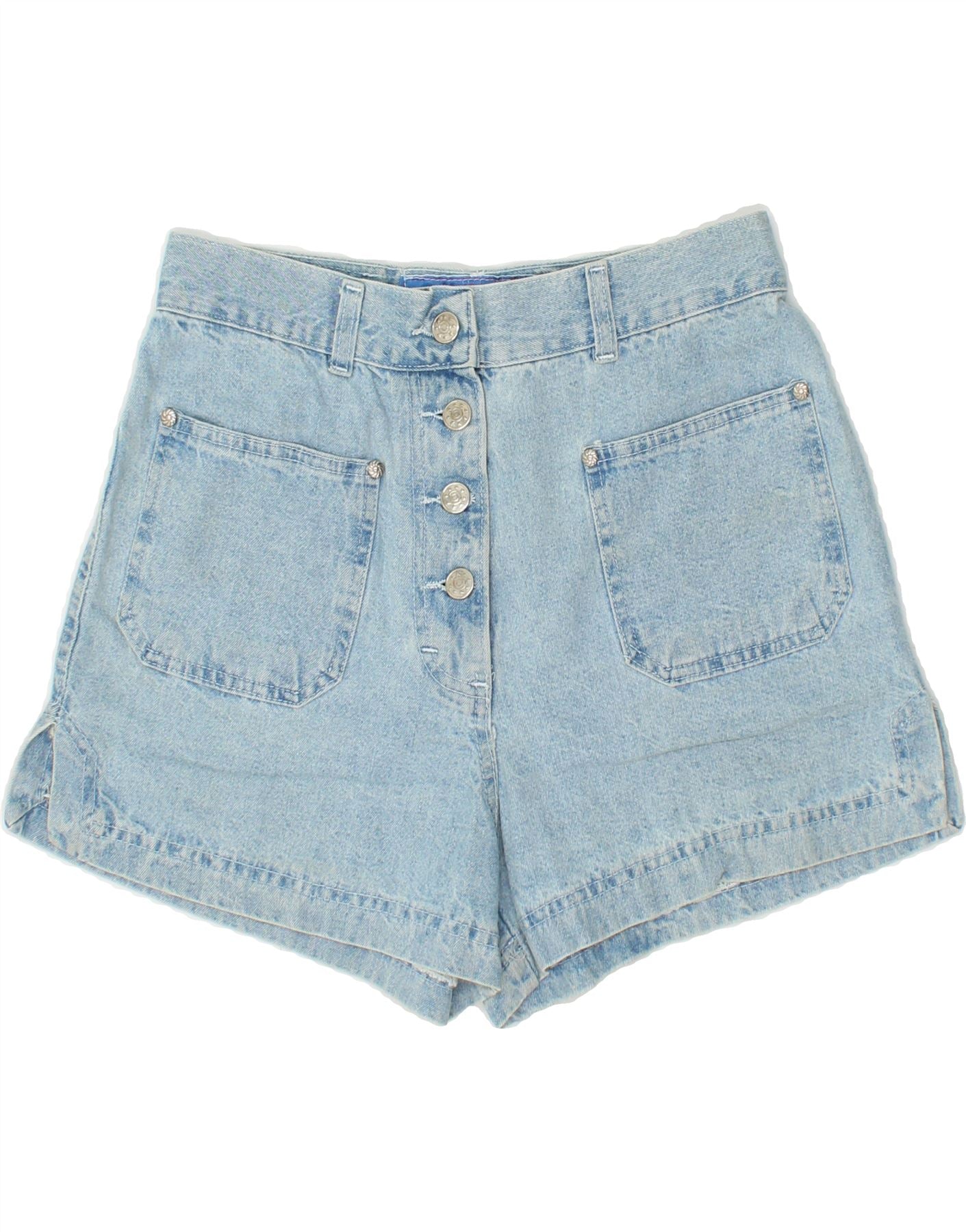 Image of VINTAGE Womens High Waist Denim Shorts IT 46 Large W26  Blue