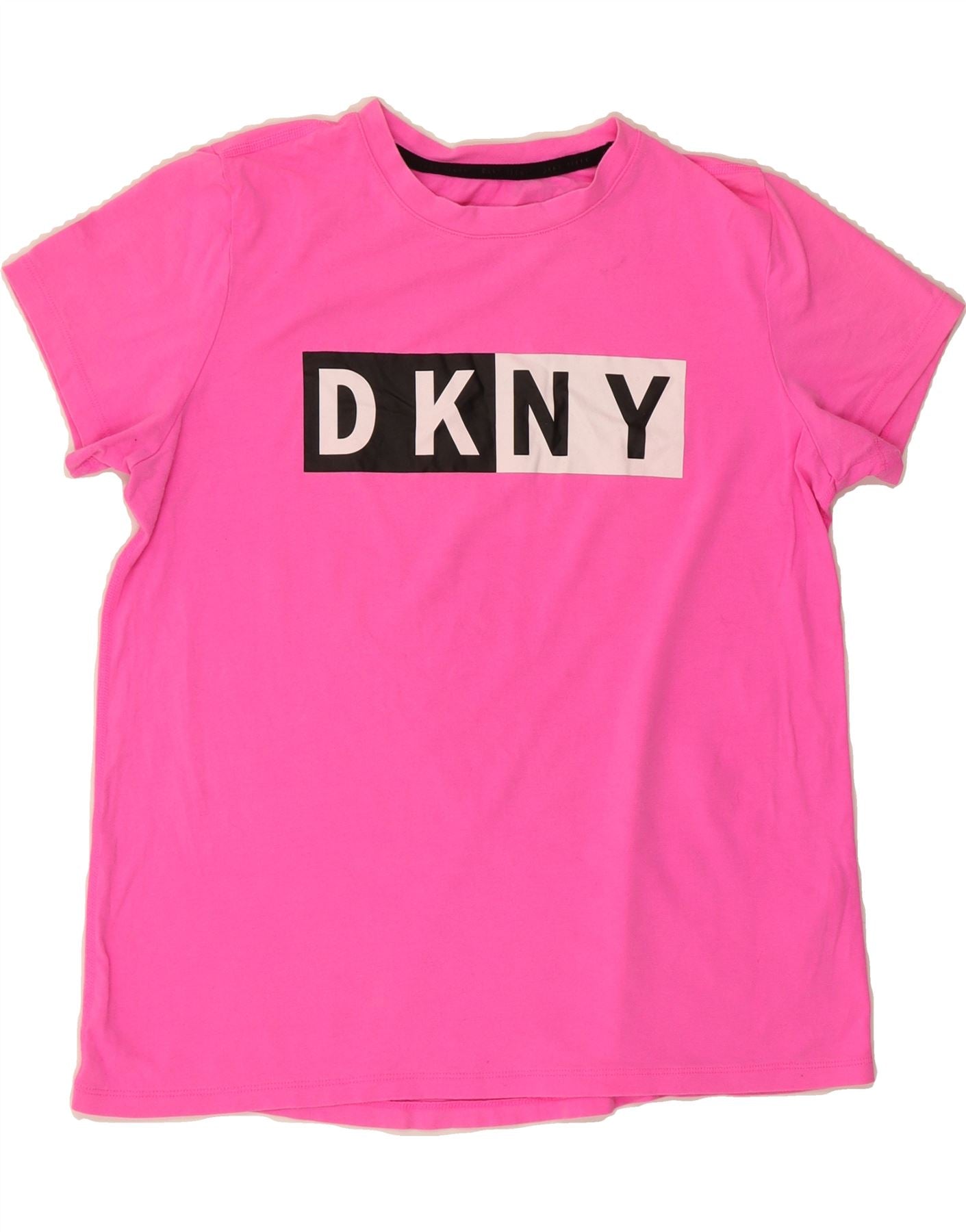 image of DKNY Womens Loose Fit Graphic T-Shirt Top UK 10 Small Pink Cotton