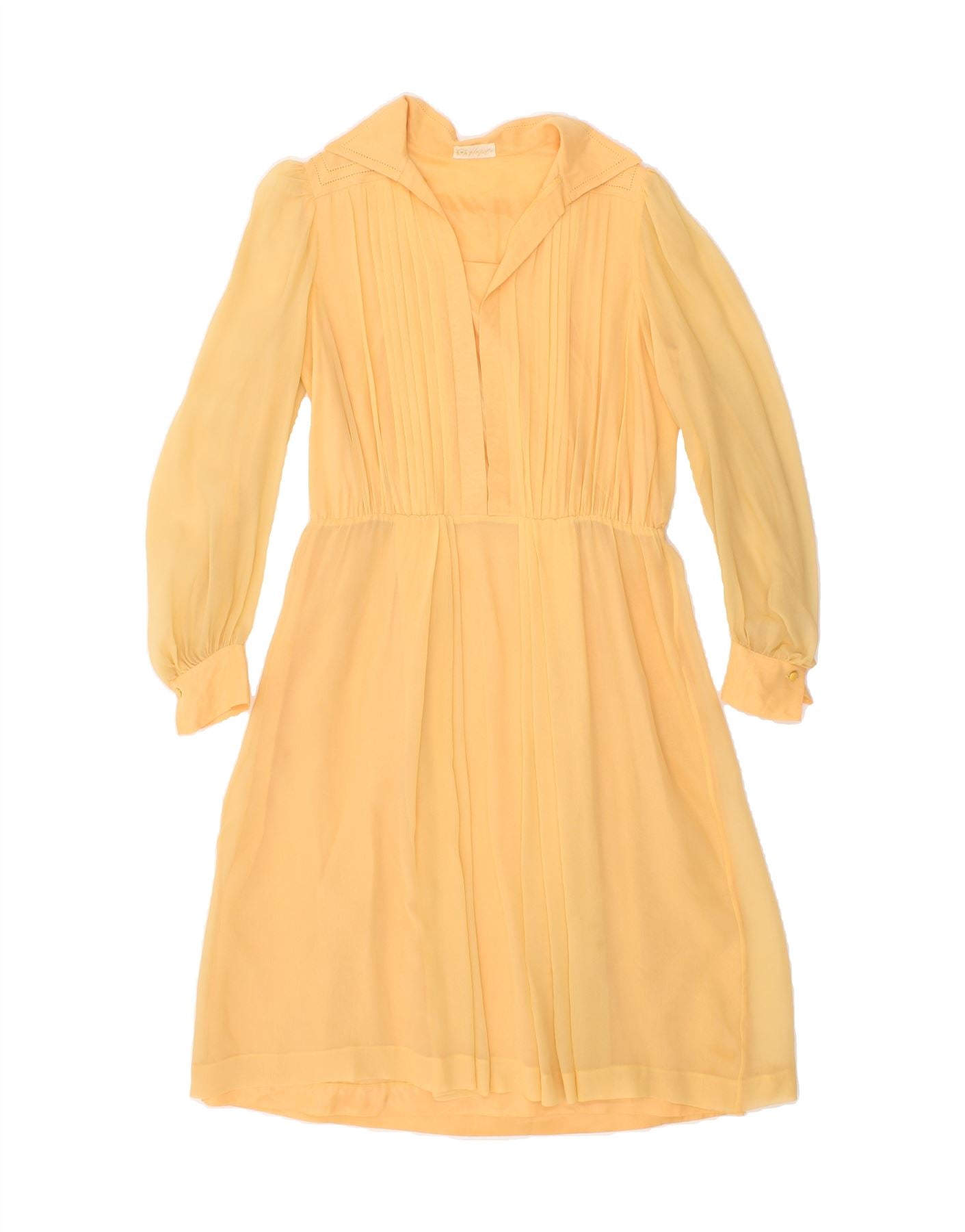 image of VINTAGE Womens Long Sleeve A-Line Dress UK 6 XS Yellow