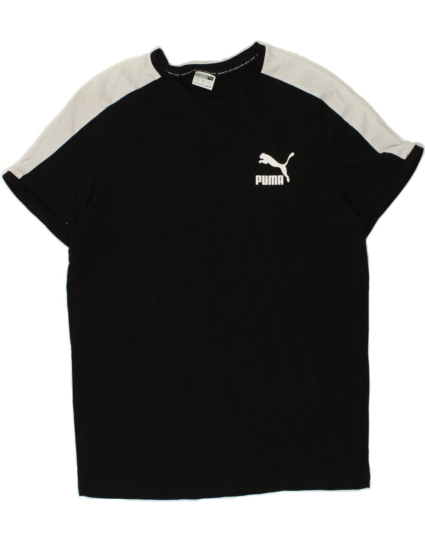 image of PUMA Mens T-Shirt Top Large Black Colourblock