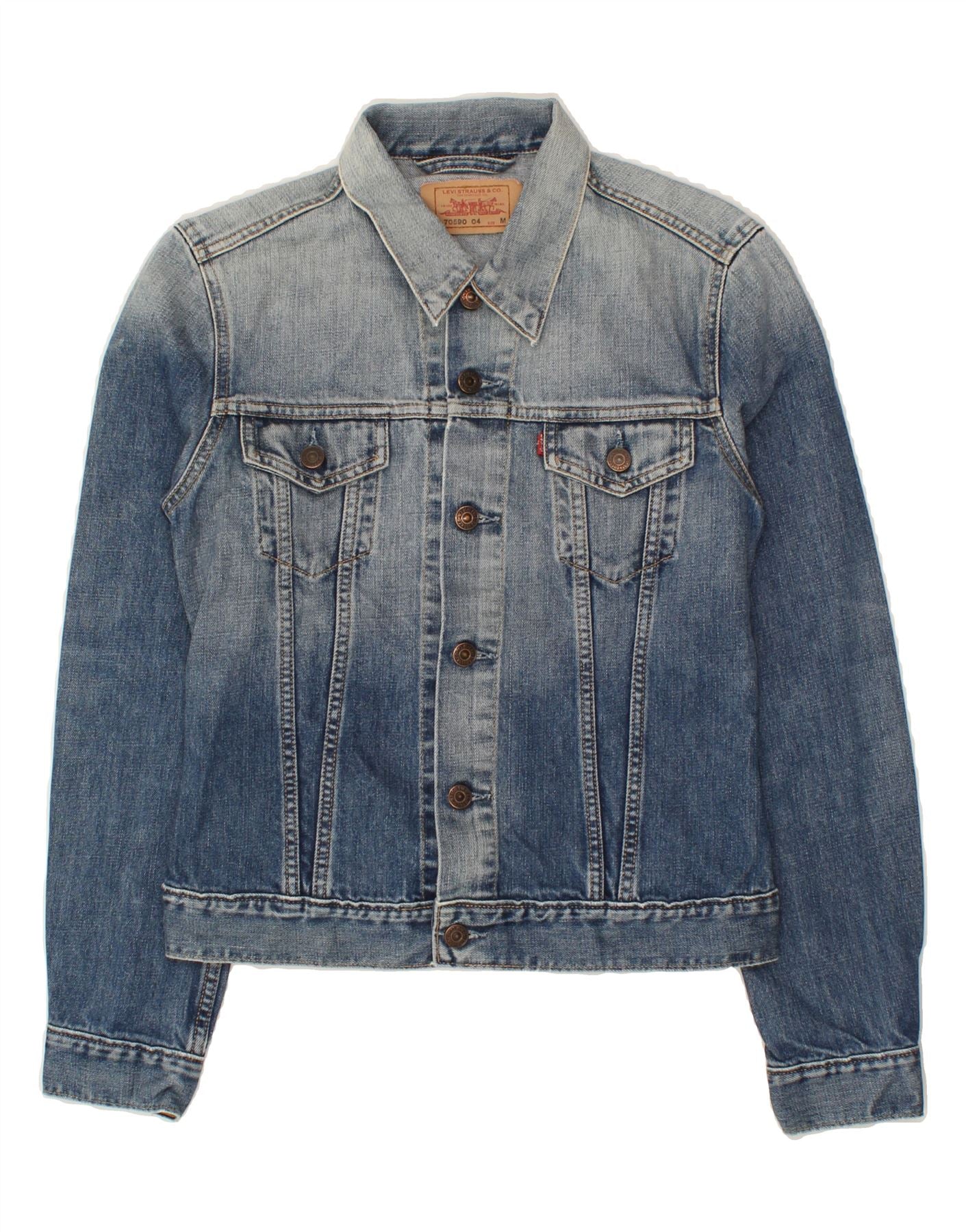 Image of LEVI'S Womens Crop Denim Jacket UK 12 Medium Blue Cotton