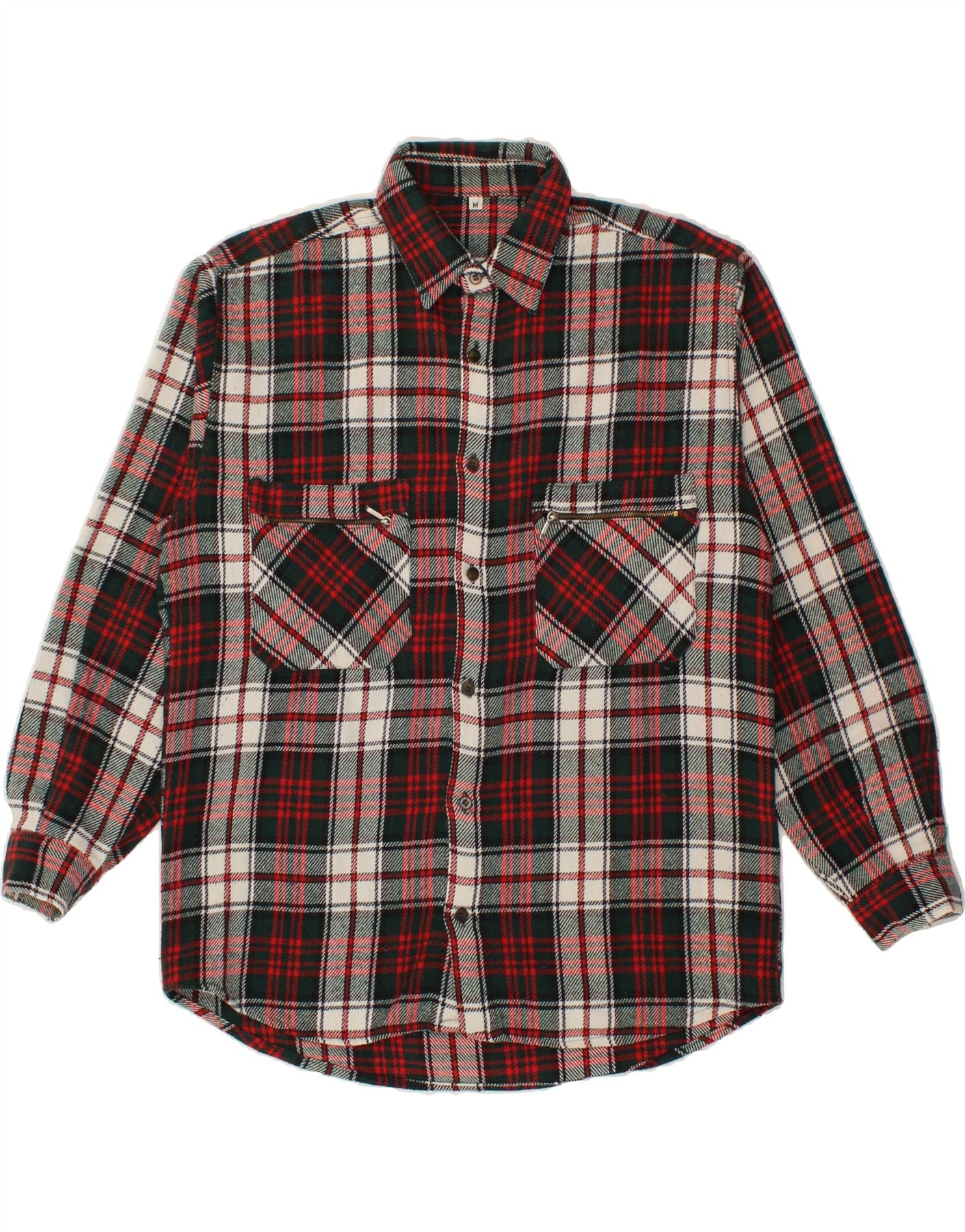 image of VINTAGE Mens Flannel Shirt Medium Red Check