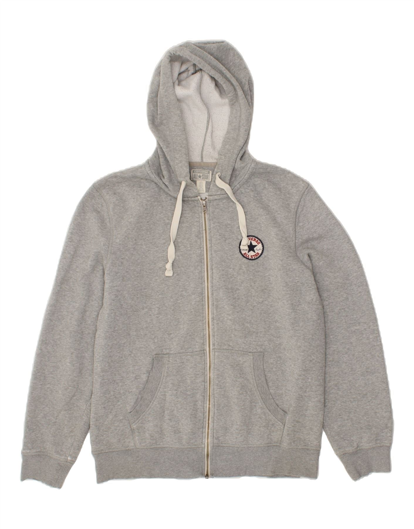 Image of CONVERSE Womens Zip Hoodie Sweater UK 18 XL Grey Cotton