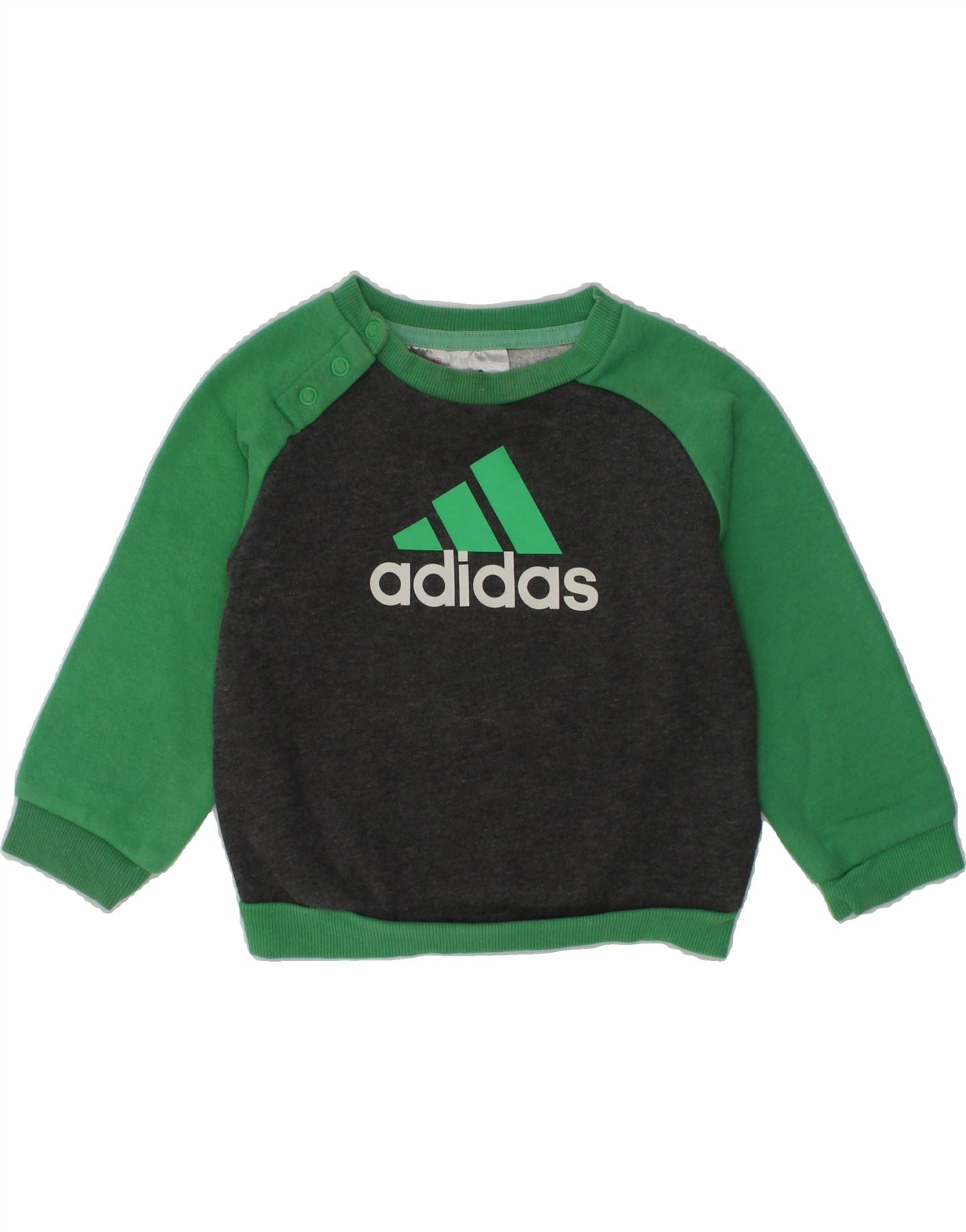 ADIDAS Baby Boys Graphic Sweatshirt Jumper 6-9 Months Green Colourblock