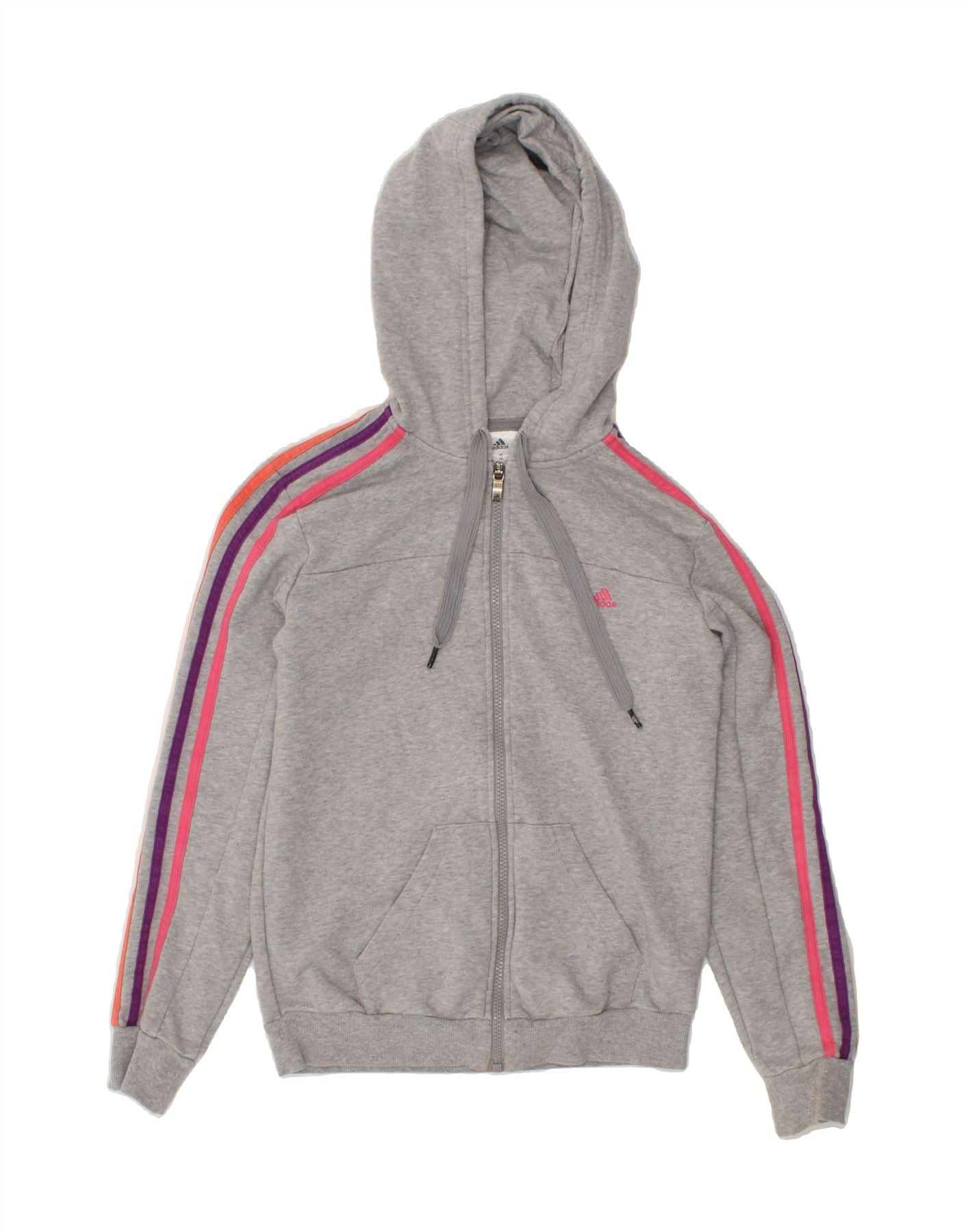 image of ADIDAS Womens Climalite Zip Hoodie Sweater UK 4/6 XS Grey