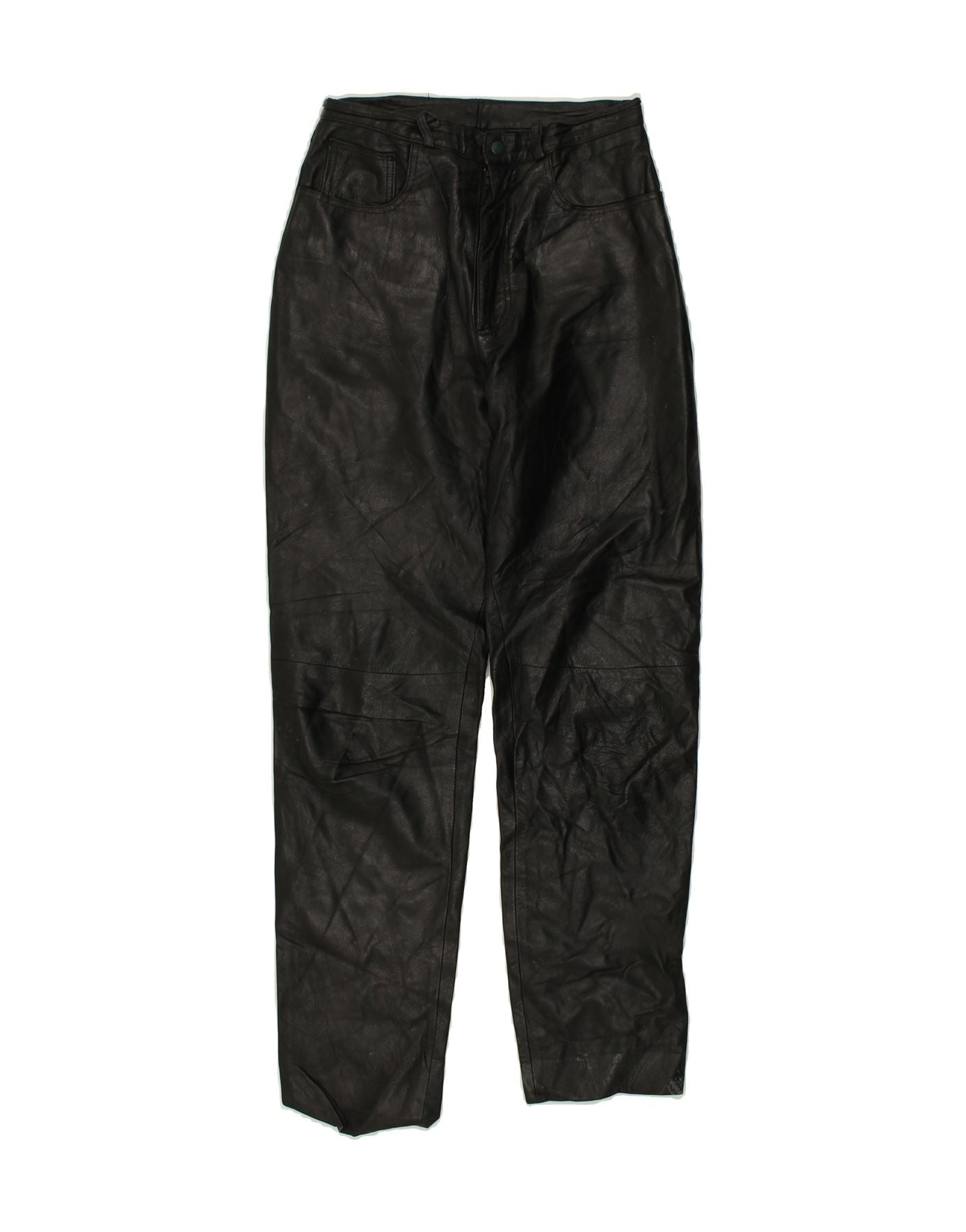 image of VINTAGE Womens Leather Tapered Trousers W25 L28 Black