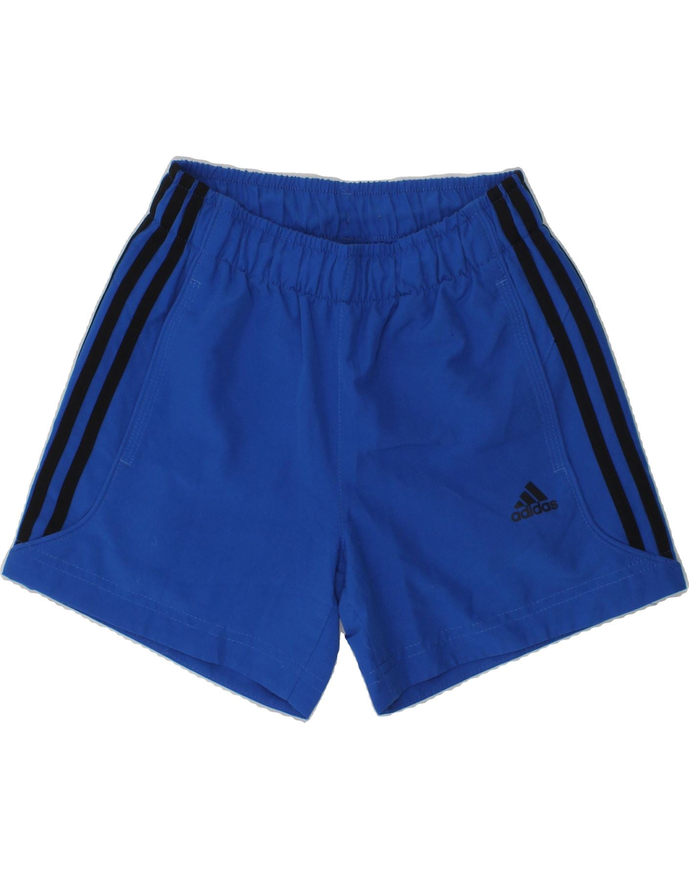 ADIDAS Boys Climalite Graphic Sport Shorts 9-10 Years Blue Polyester