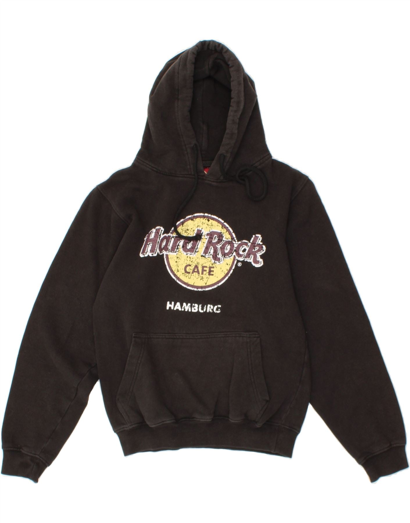 image of HARD ROCK CAFE Womens Hamburg Graphic Hoodie Jumper UK 10 Small Black