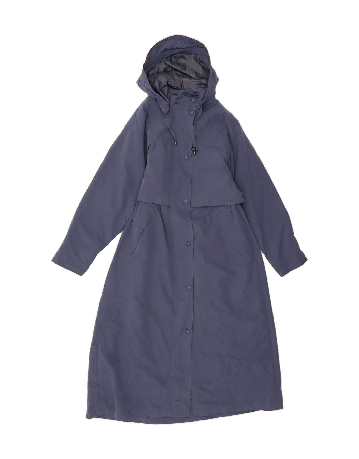 image of L.L.BEAN Womens Petite Hooded Overcoat UK 10 Small Navy Blue Polyester