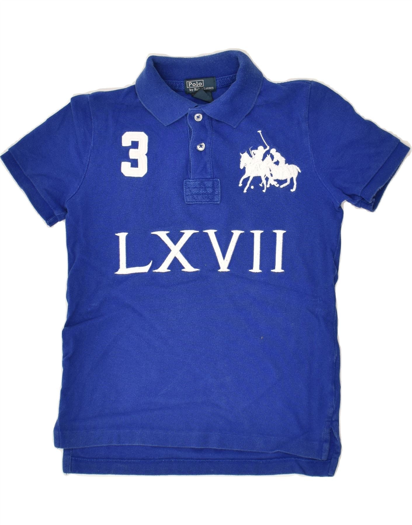 Image of POLO RALPH LAUREN Boys Graphic Rugby Polo Shirt 6-7 Years Blue Cotton