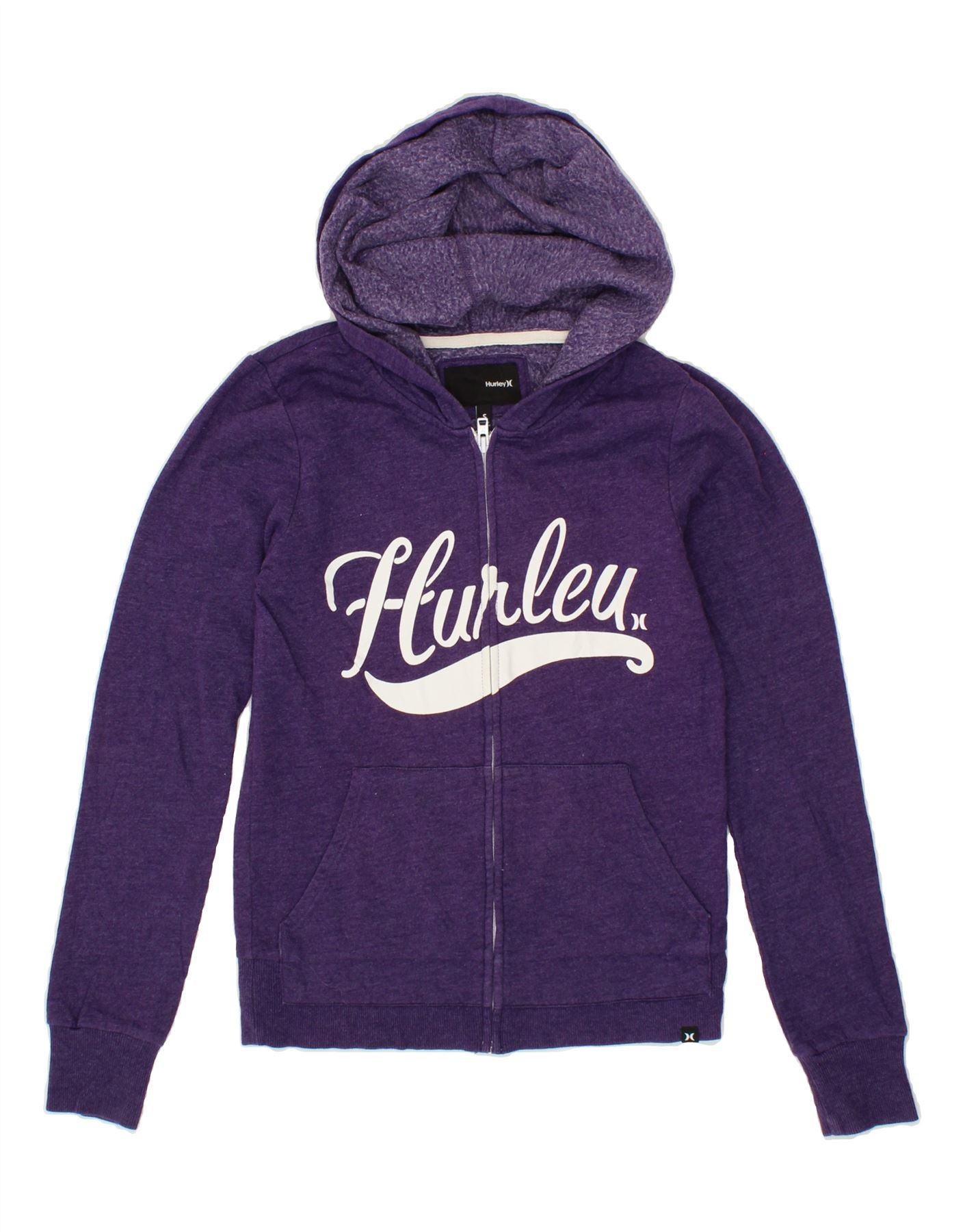 image of HURLEY Womens Graphic Zip Hoodie Sweater UK 10 Small Purple Cotton