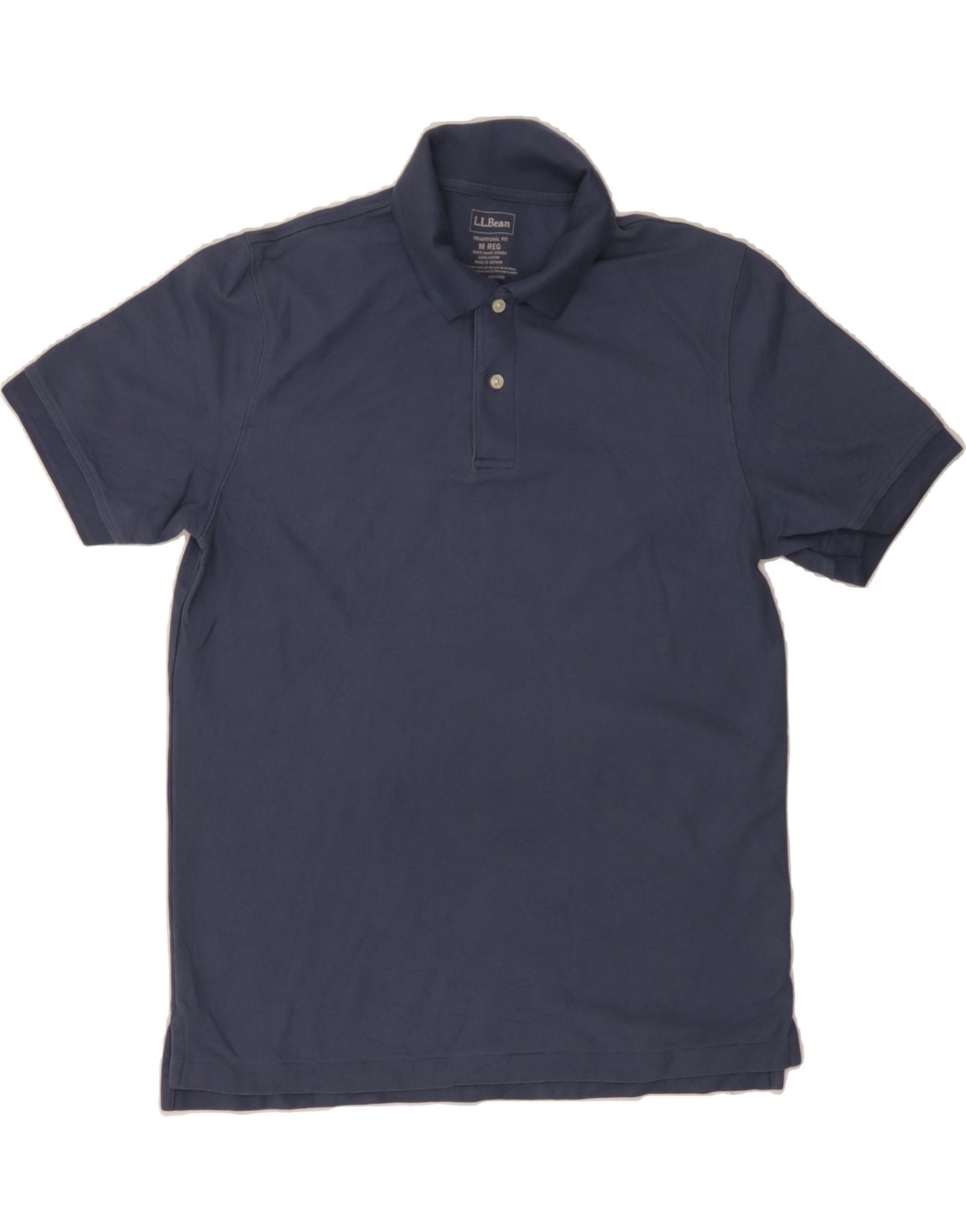 image of L.L.BEAN Mens Traditional Fit Polo Shirt Medium Navy Blue Cotton