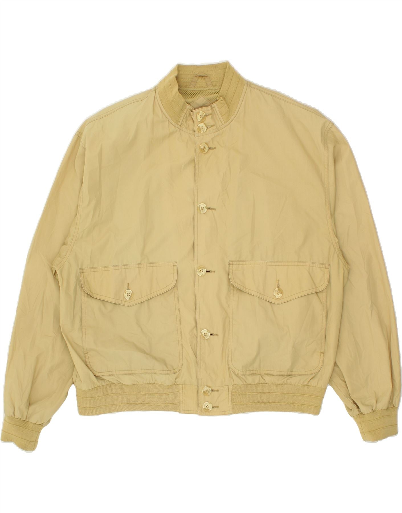 image of JAMES DILLON Mens Bomber Jacket UK 40 Large Beige