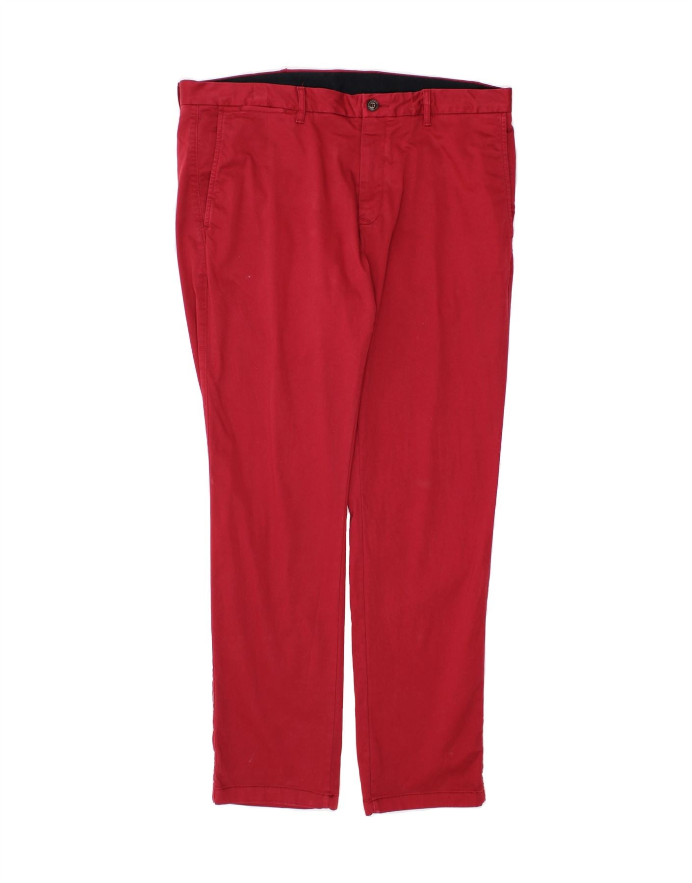 image of TOMMY HILFIGER Mens Slim Chino Trousers W38 L33 Red Cotton