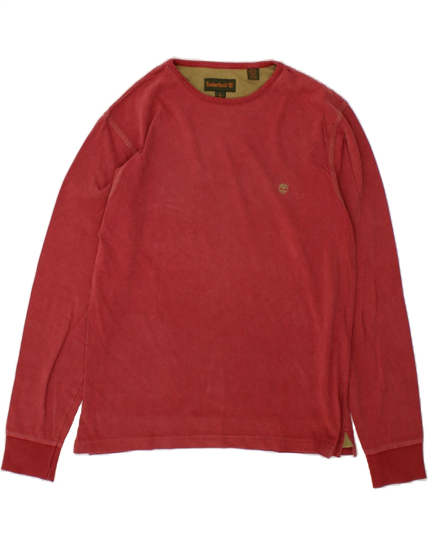 Image of TIMBERLAND Mens Top Long Sleeve Large Red Cotton