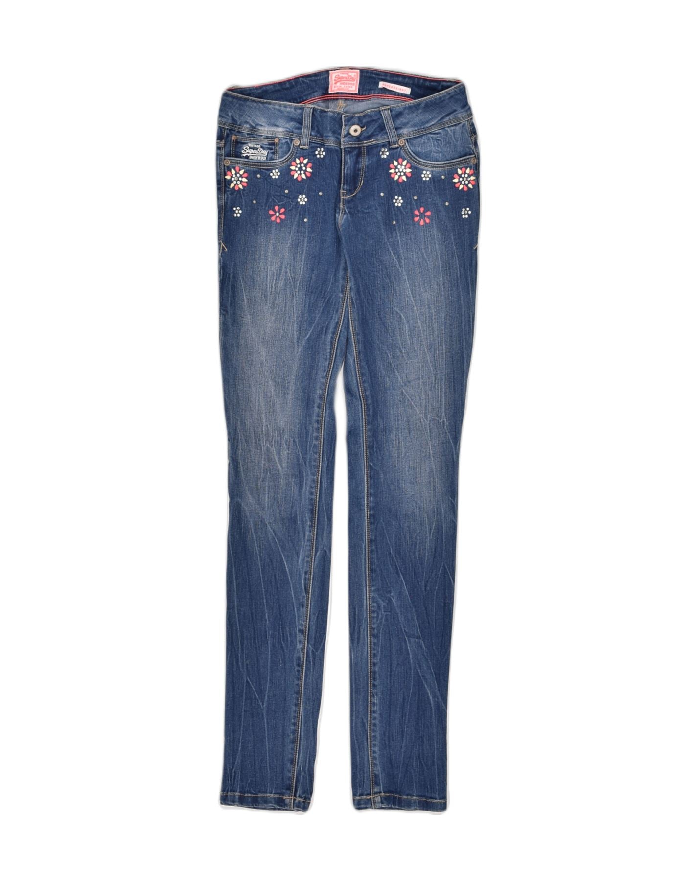 image of SUPERDRY Womens Skinny Jeans W28 L32 Blue Cotton