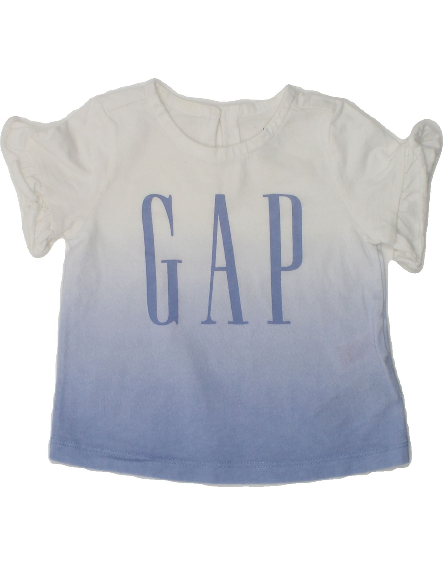 image of GAP Baby Girls Graphic T-Shirt Top 3-6 Months Blue Colourblock Cotton