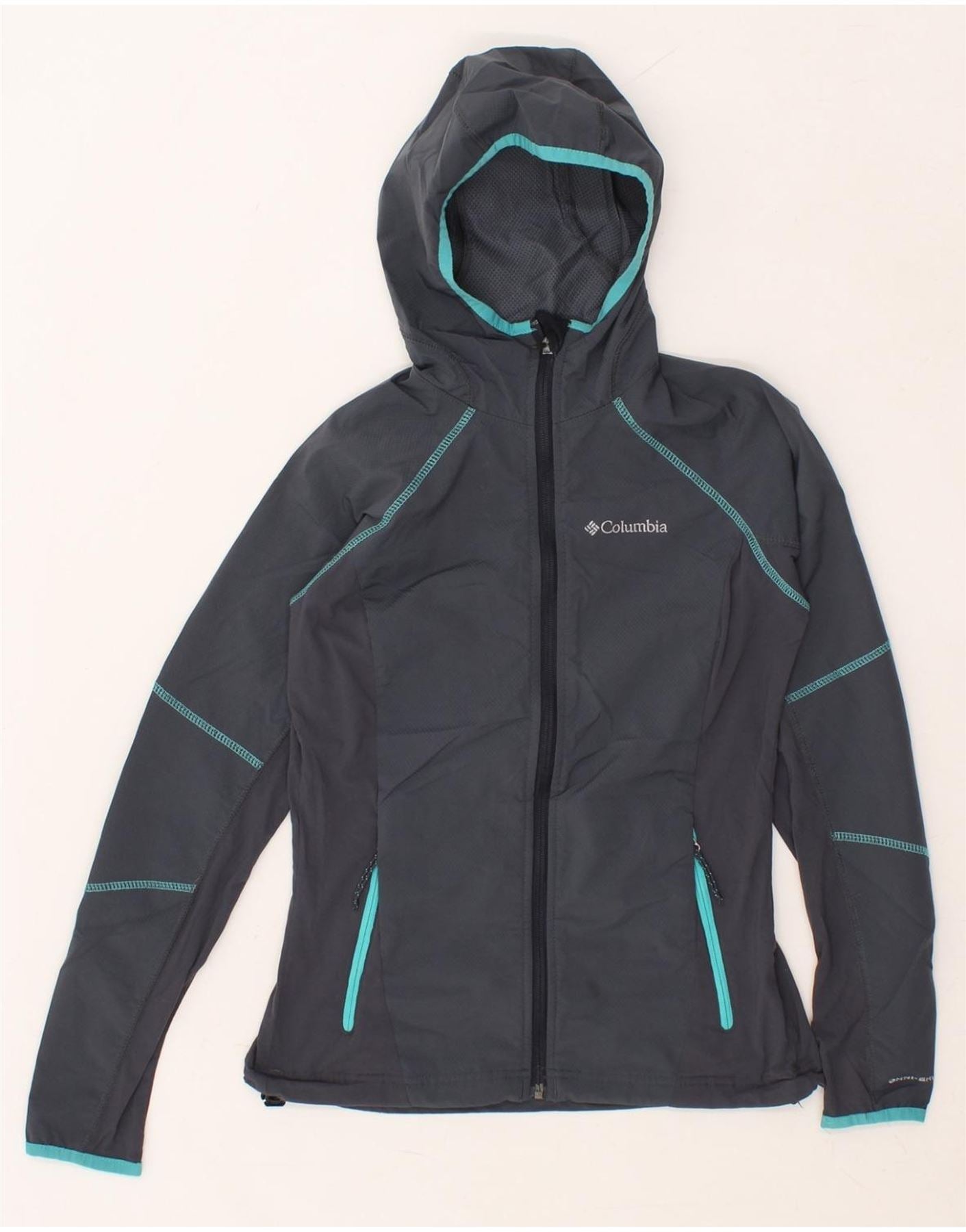 image of COLUMBIA Womens Hooded Rain Jacket UK 6 XS Grey Polyester