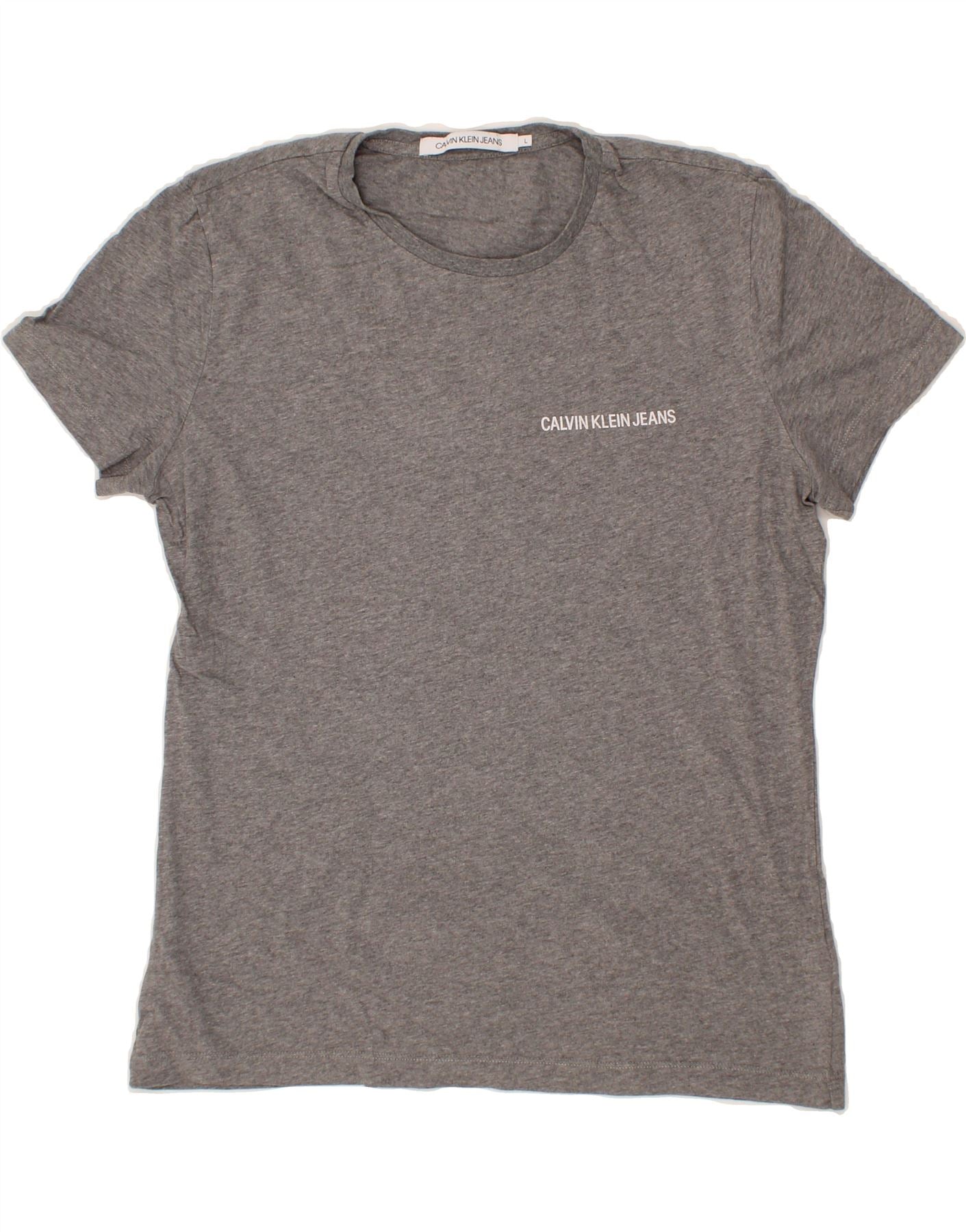 Image of CALVIN KLEIN Mens T-Shirt Top Large Grey Cotton