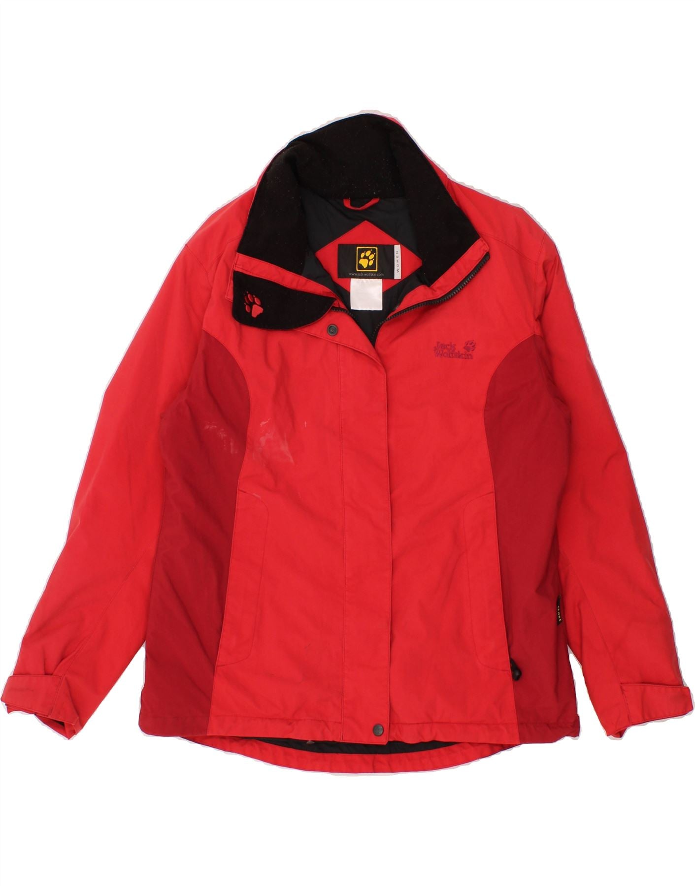 image of JACK WOLFSKIN Womens Windbreaker Jacket UK 14 Medium Red Colourblock