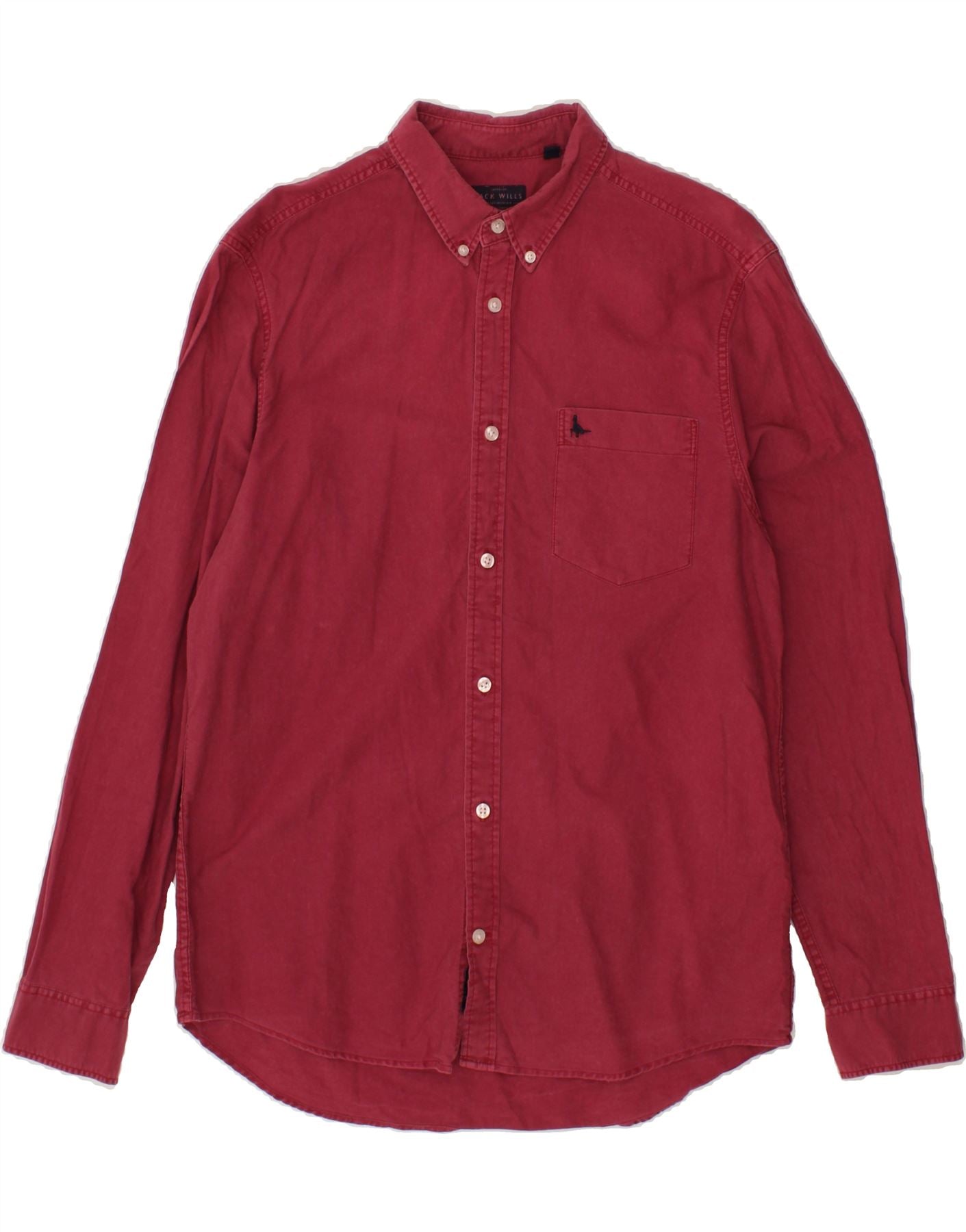 image of JACK WILLS Mens Slim Shirt Large Burgundy Cotton