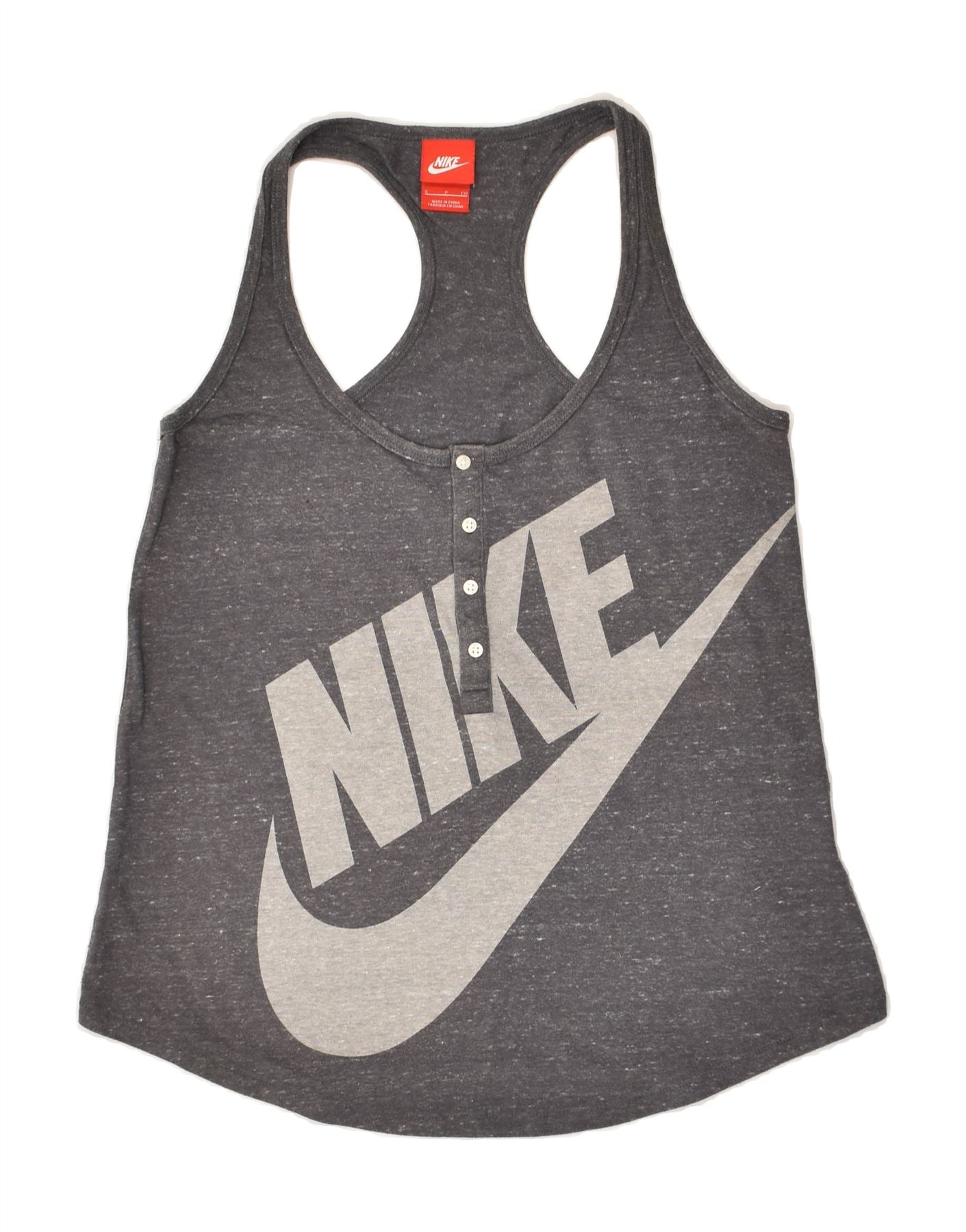 image of NIKE Womens Graphic Vest Top UK 10 Small Grey Cotton