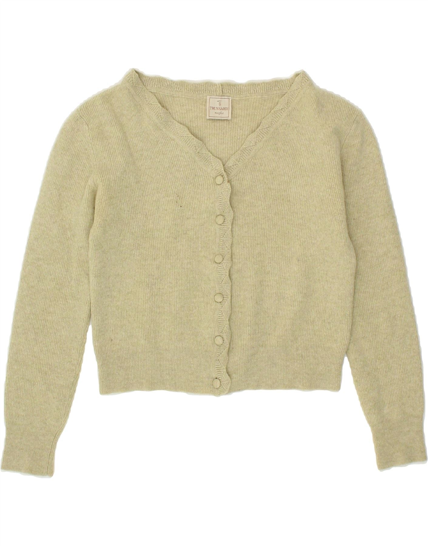 image of TRUSSARDI Womens Crop Cardigan Sweater UK 10 Small Beige