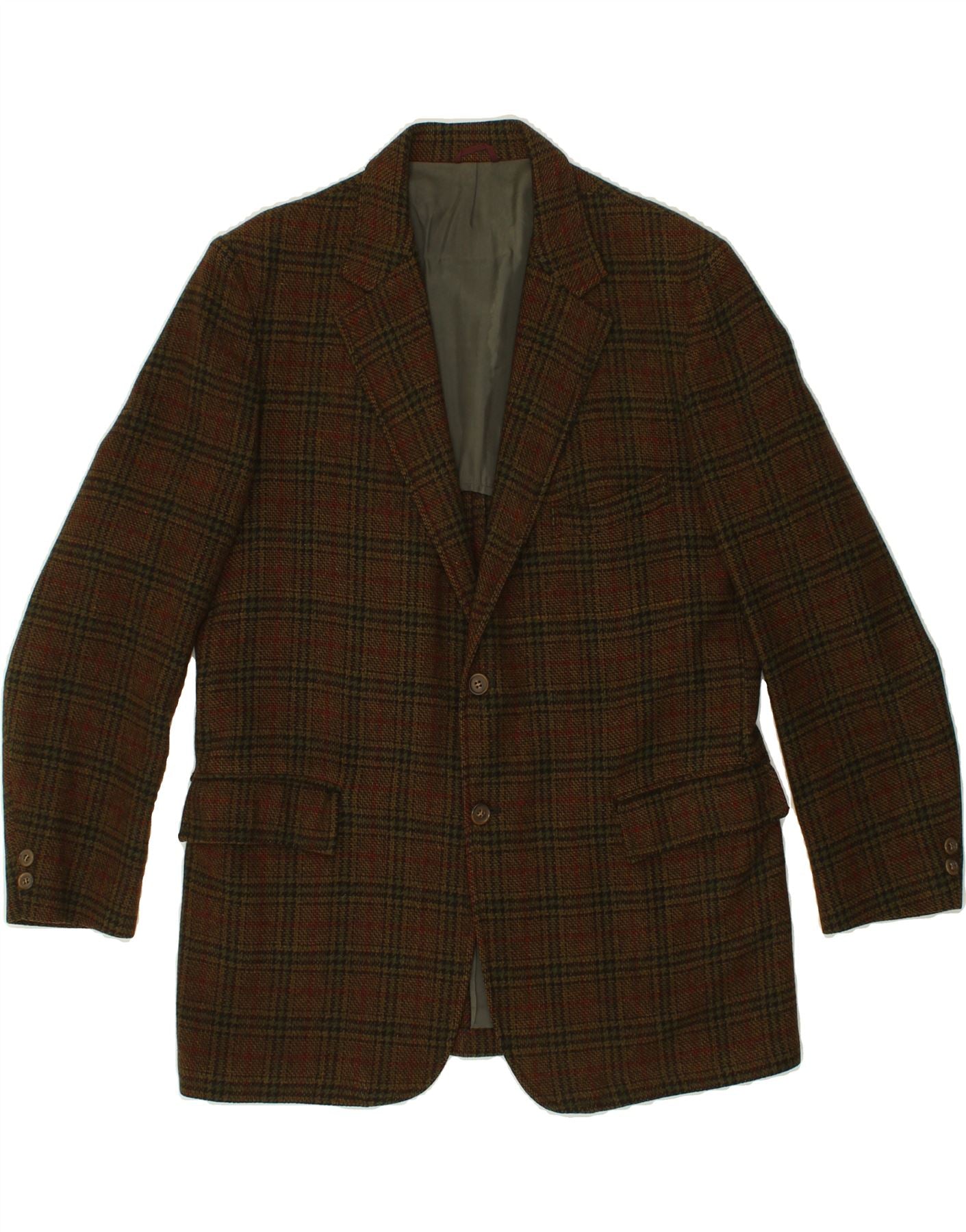 image of JOHN BLAIR Mens 2 Button Blazer Jacket UK 40 Large Brown Houndstooth