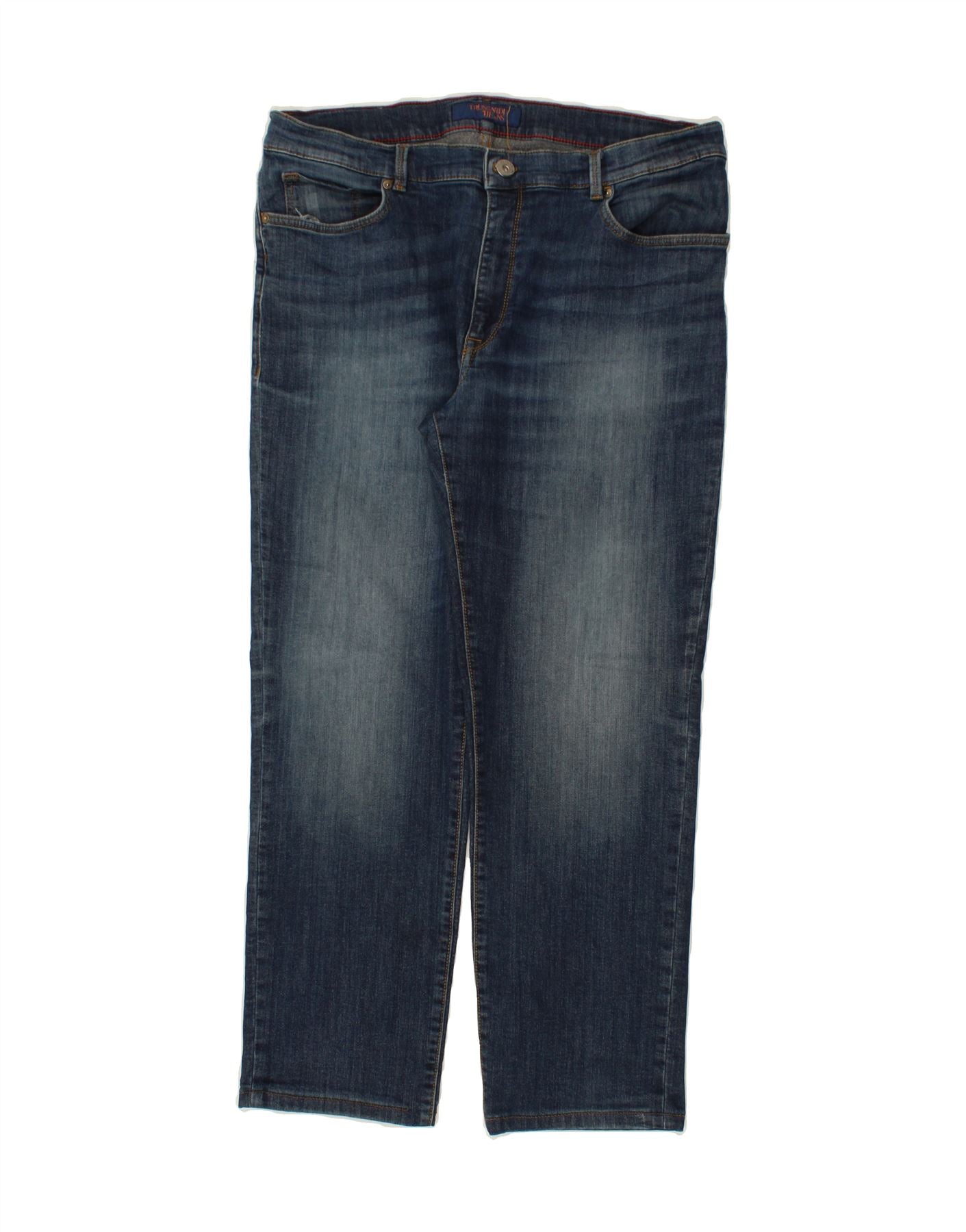 Image of TRUSSARDI Mens Straight Jeans W34 L28 Navy Blue Cotton