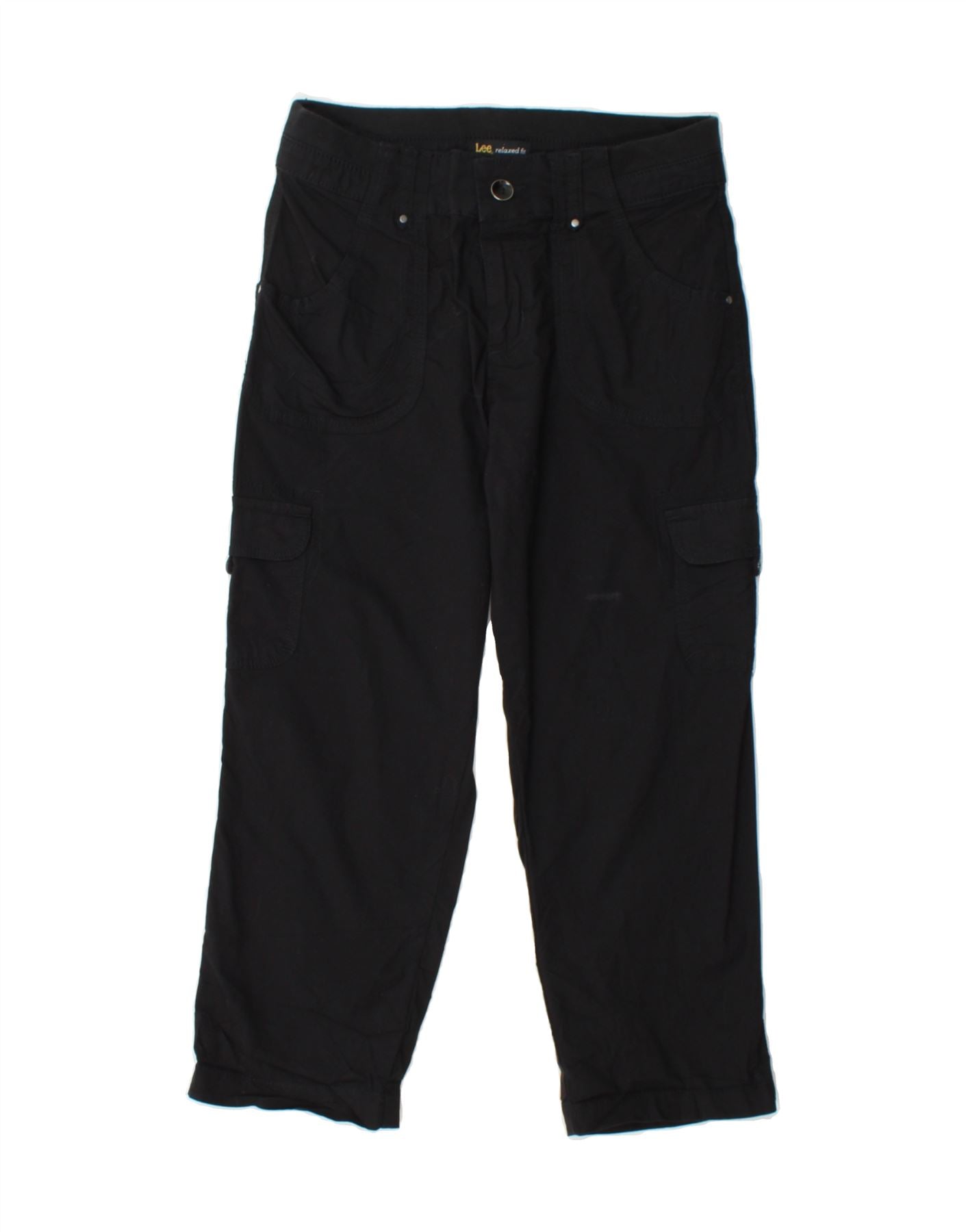 image of LEE Womens Relaxed Fit Crop Cargo Trousers US 6 Medium W28 L23 Black
