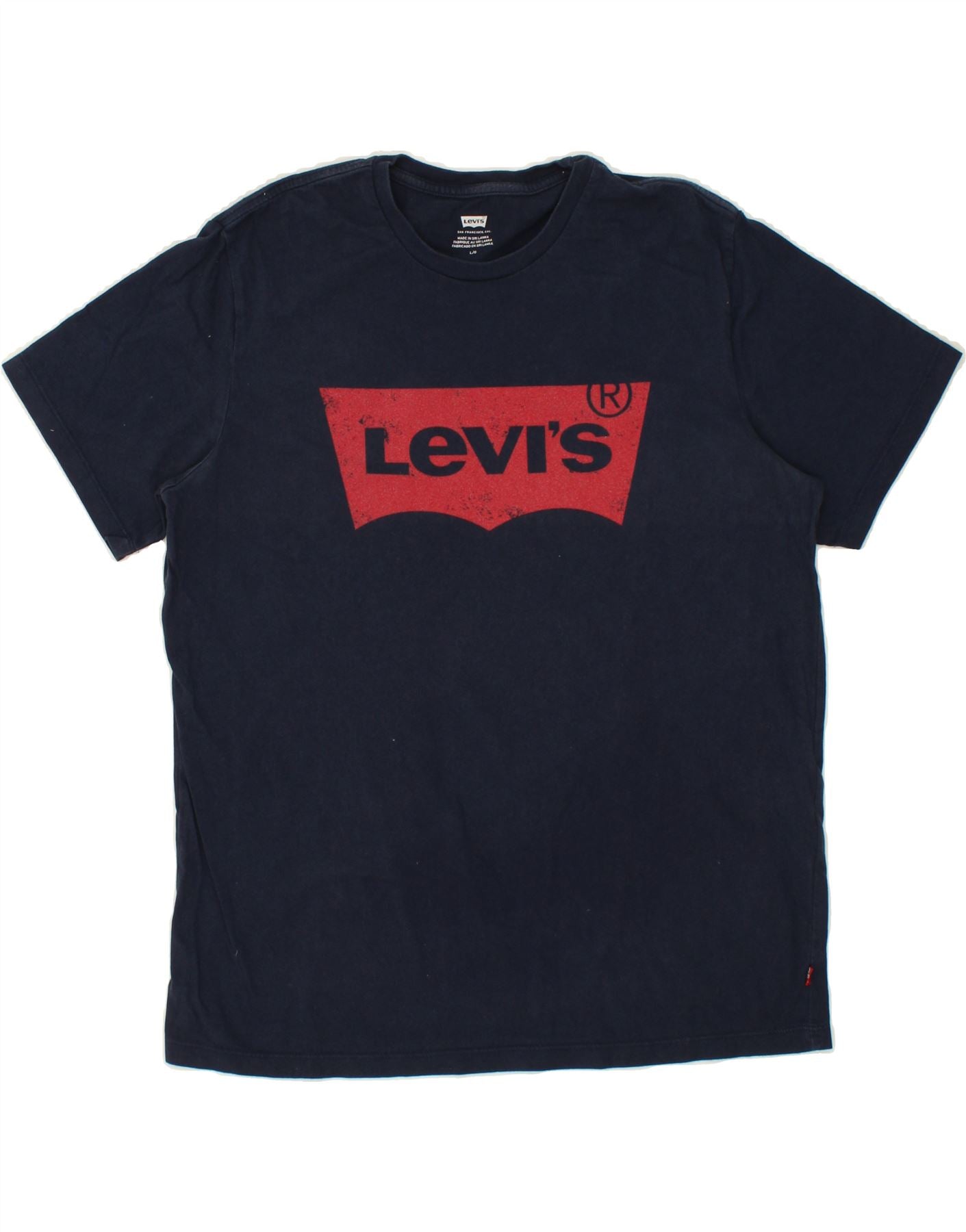 image of LEVI'S Mens Graphic T-Shirt Top Large Navy Blue Cotton