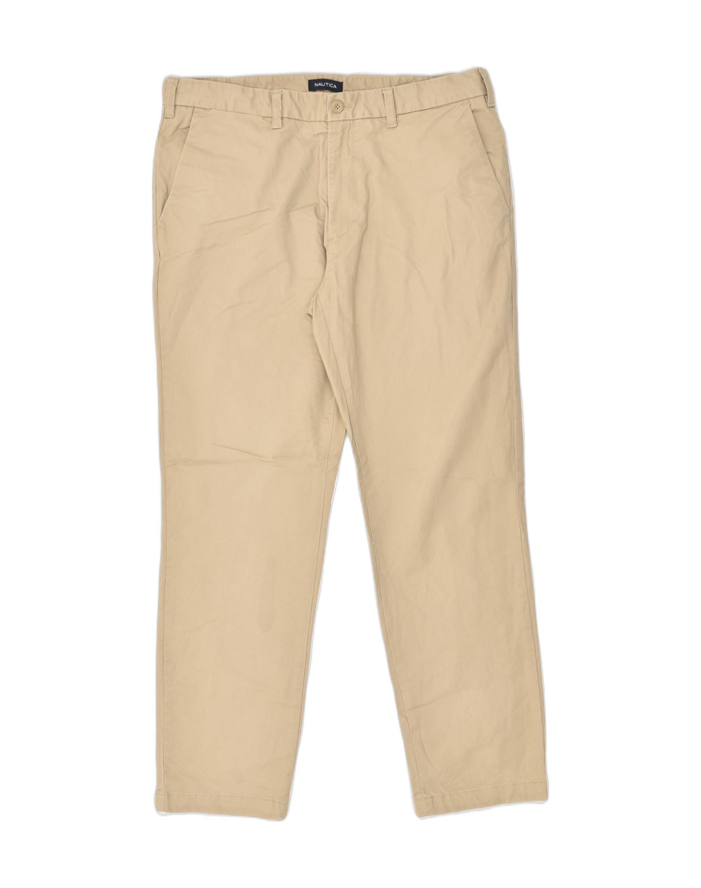 Image of NAUTICA Mens Slim Casual Trousers W36 L32 Beige Cotton