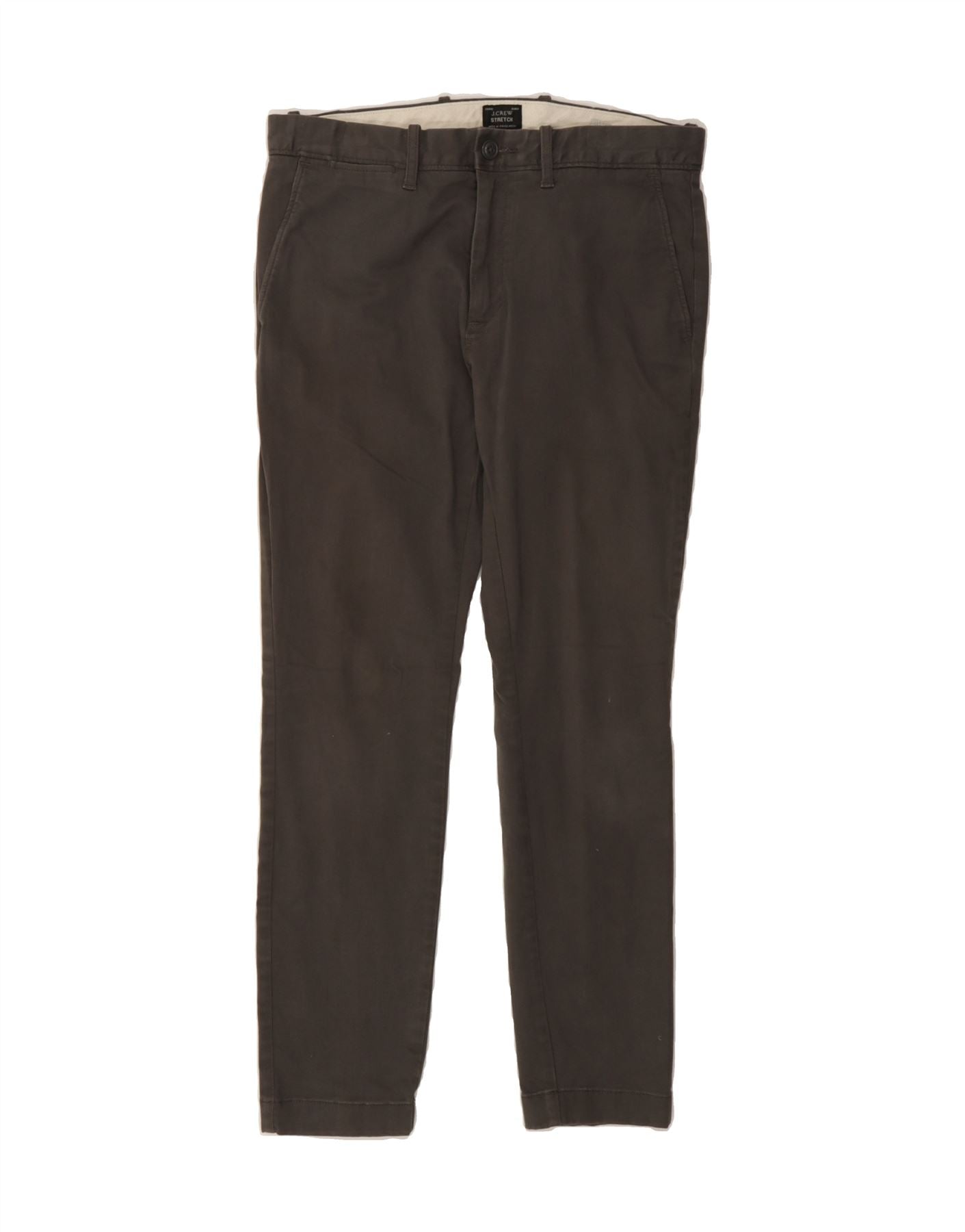 image of J. CREW Mens Stretch Slim Chino Trousers W30 L27 Grey Cotton