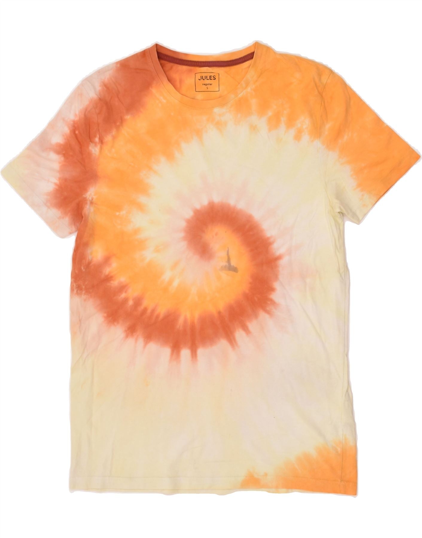 image of JULES Mens Regular T-Shirt Top Small Yellow Tie Dye Cotton