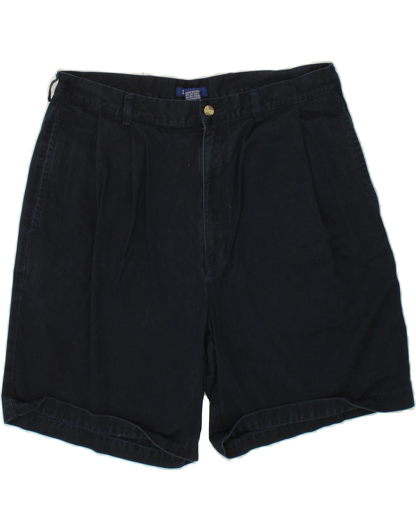 Image of IZOD Mens Chino Shorts W36 Large  Navy Blue Cotton