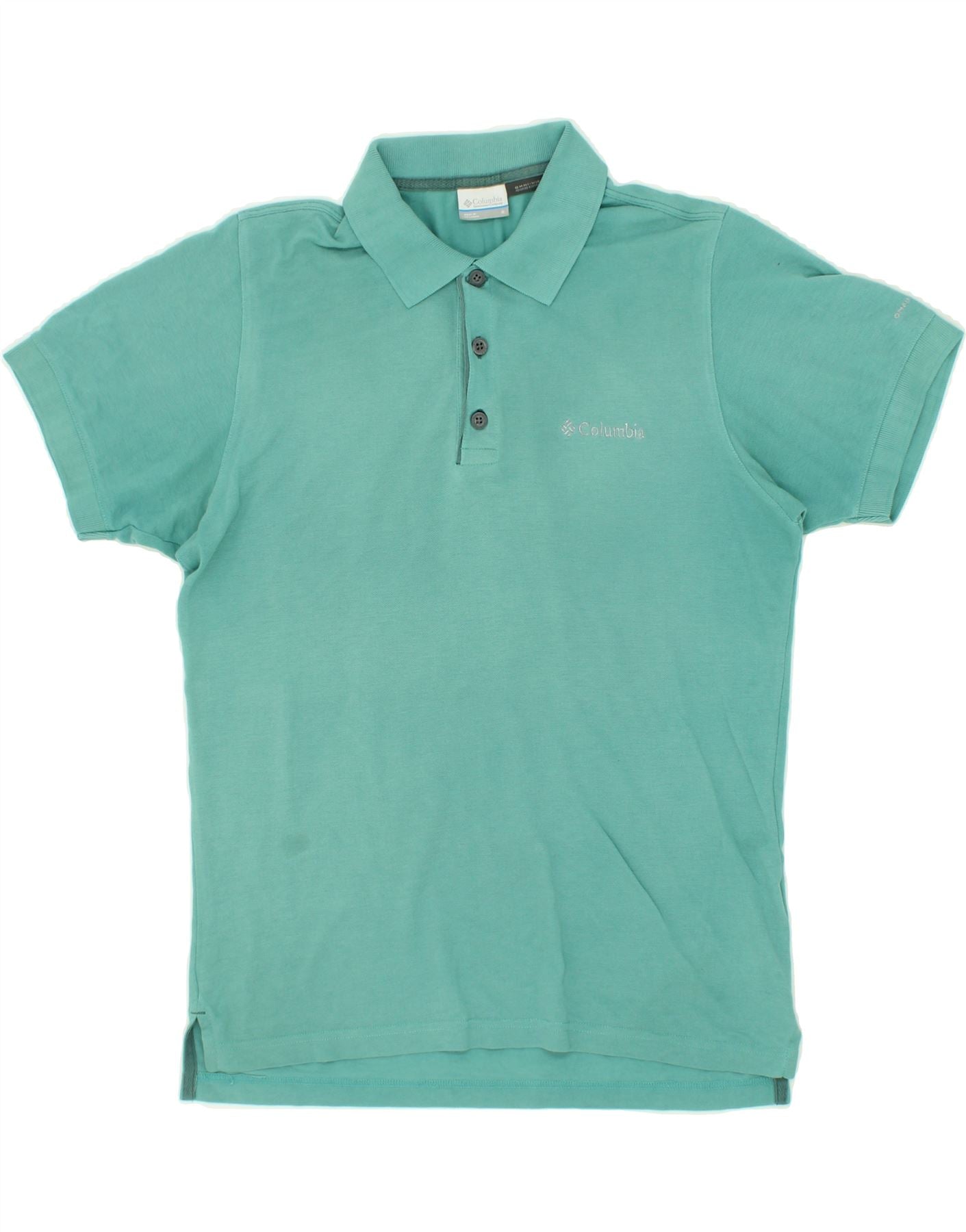 image of COLUMBIA Mens Omni-Wick Polo Shirt Small Turquoise Cotton