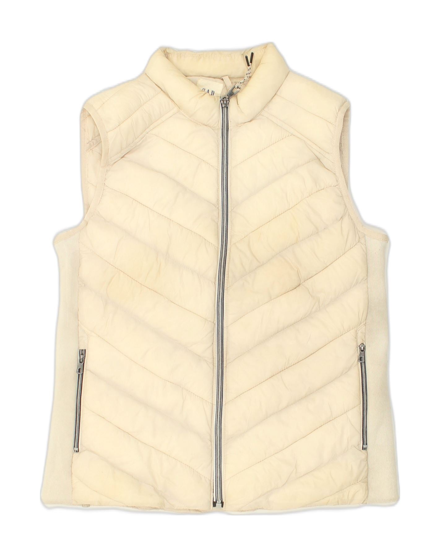 Image of GAP Womens Padded Gilet UK 12 Medium Off White Nylon