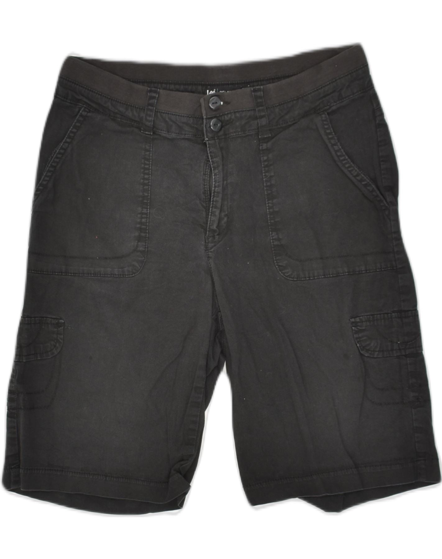 image of LEE Womens Relaxed Fit Cargo Shorts W28 Small Black Cotton