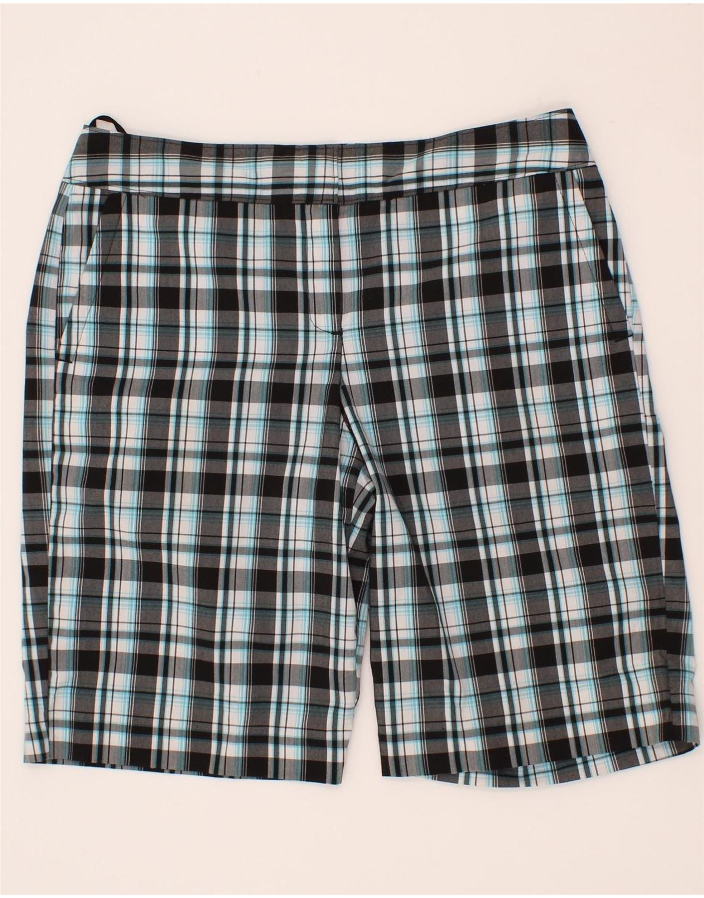 image of IZOD Womens Bermuda Shorts US 10 Large W34 Black Check Polyester